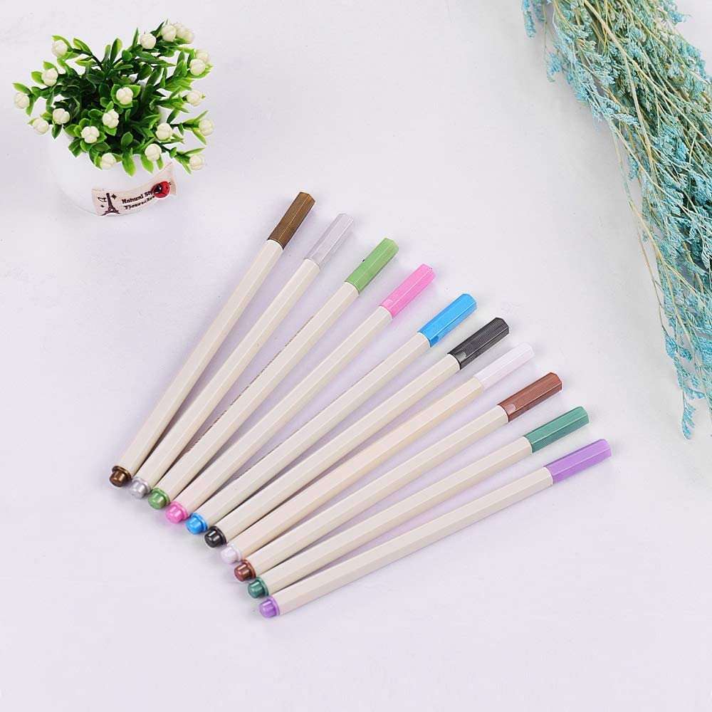 THE ART BOX Metallic Gel Pen Set Coloured Ink Water Chalk Fine Tip Watercolour Marker Pens for Scrapbooking DIY Album Painting School Office 6