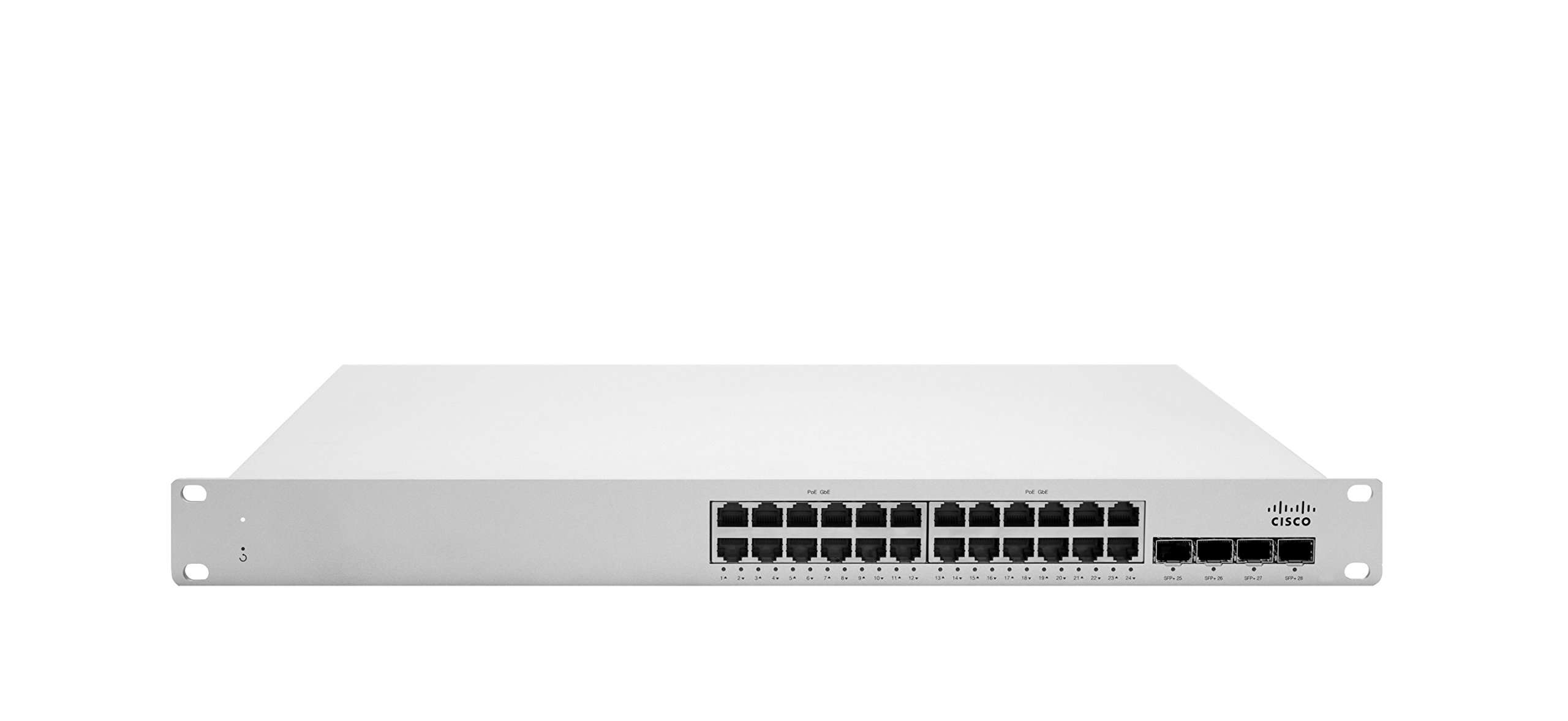 CISCO DESIGNED Meraki Cloud Managed MS225-24P Series 24 Port Gigabit Switch - 24x 1GbE Ports, 4 x SFP 10GbE Uplink Interfaces, 370W PoE 2