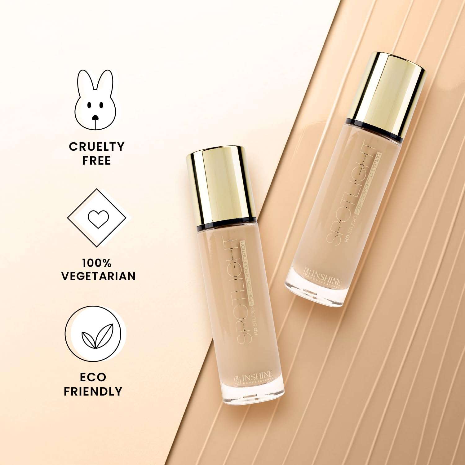 INSHINE Spotlight HD Studio High Cover Foundation for Face, Waterproof High Coverage Foundation Prevents Blemishes, Creates Smooth Complexion & Natural Flawless Effect (804-SUN BEIGE) 6