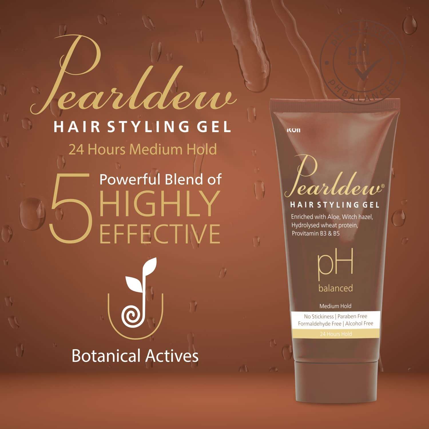 Pearldew Hair Styling Gel 100 ml | With Aloe Vera, Witch Hazel Extract, Hydrolyzed Keratin & Pro Vitamin B3 & B5|pH Balanced | Paraben Free (Pack of 1) 4
