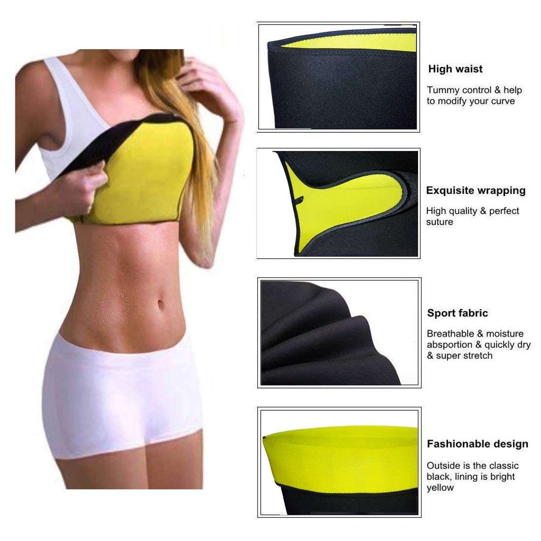 Bstar Unisex Body Shaper Weight Loss Tummy Reducer Body Shaper Slimming Waist Fitness Belt for Women/Men (Size S) Black 6