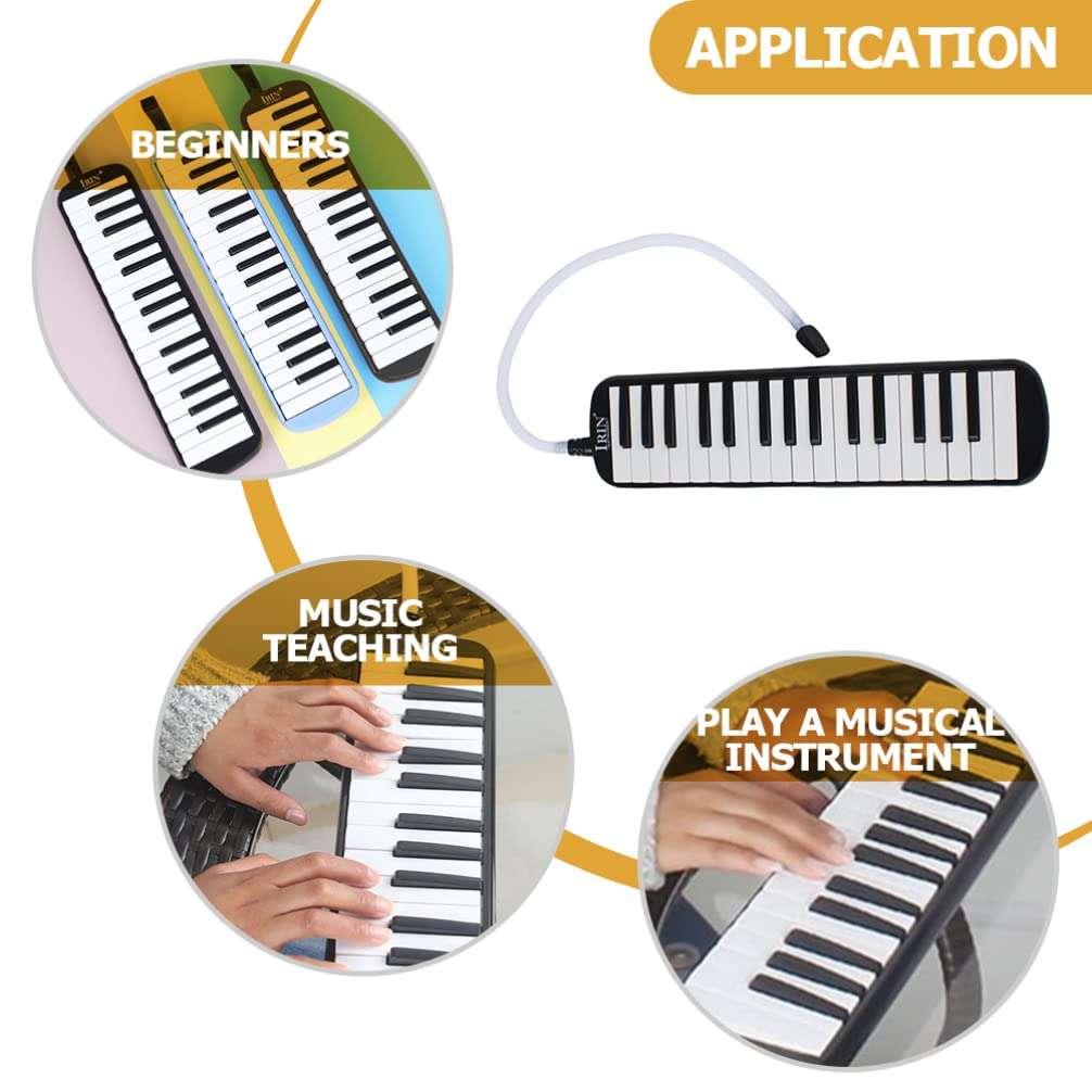 SUPVOX 32 Key Melodica Instrument Air Piano Keyboard Soprano Melodica with Mouthpieces Tube for Kids Beginners Adults Easter Gift Black 3