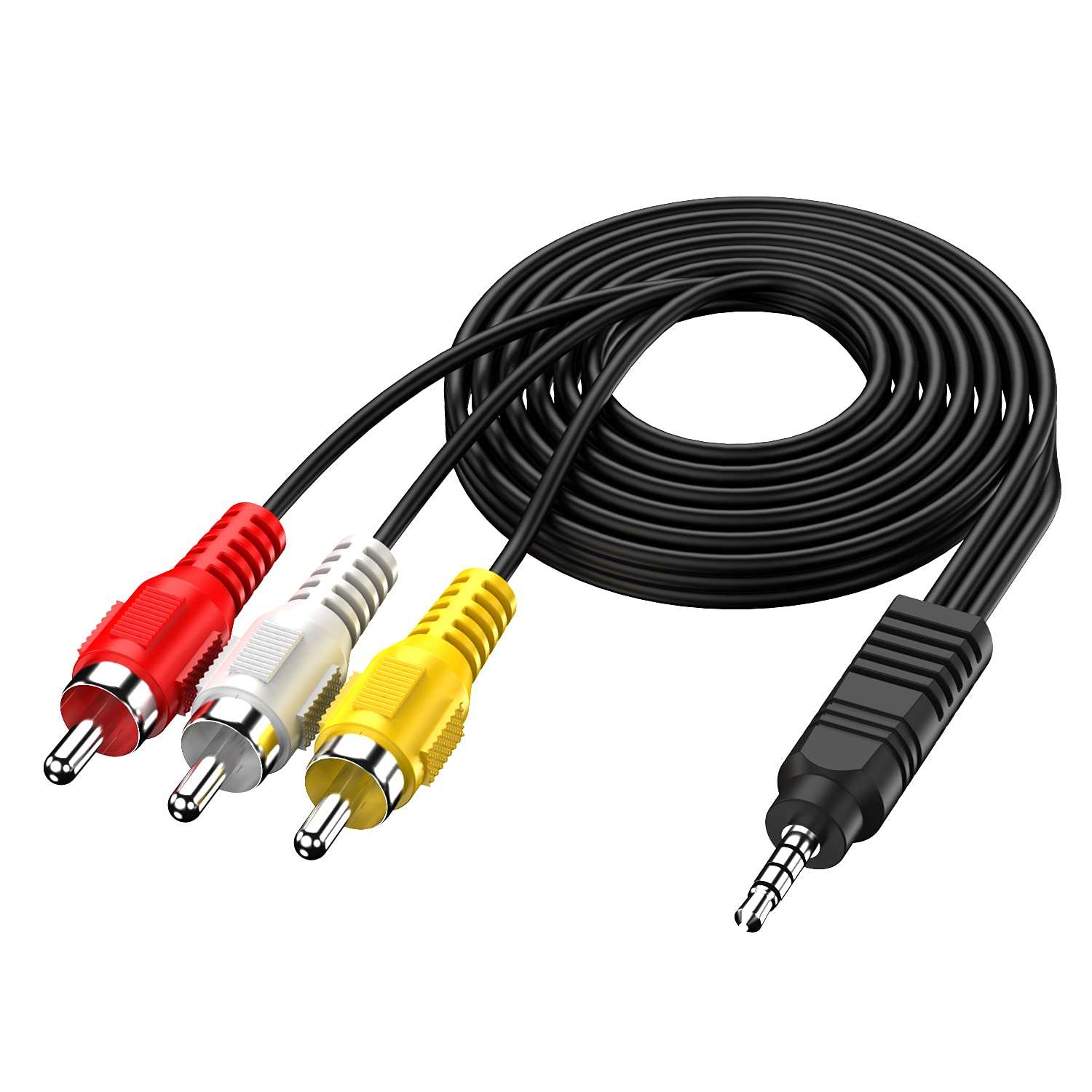5FT 3.5mm to RCA Camcorder Handycam AV Audio Video Output Cable, 3.5mm 1/8" TRRS to 3 RCA Male Plug AUX Cable Cord 4