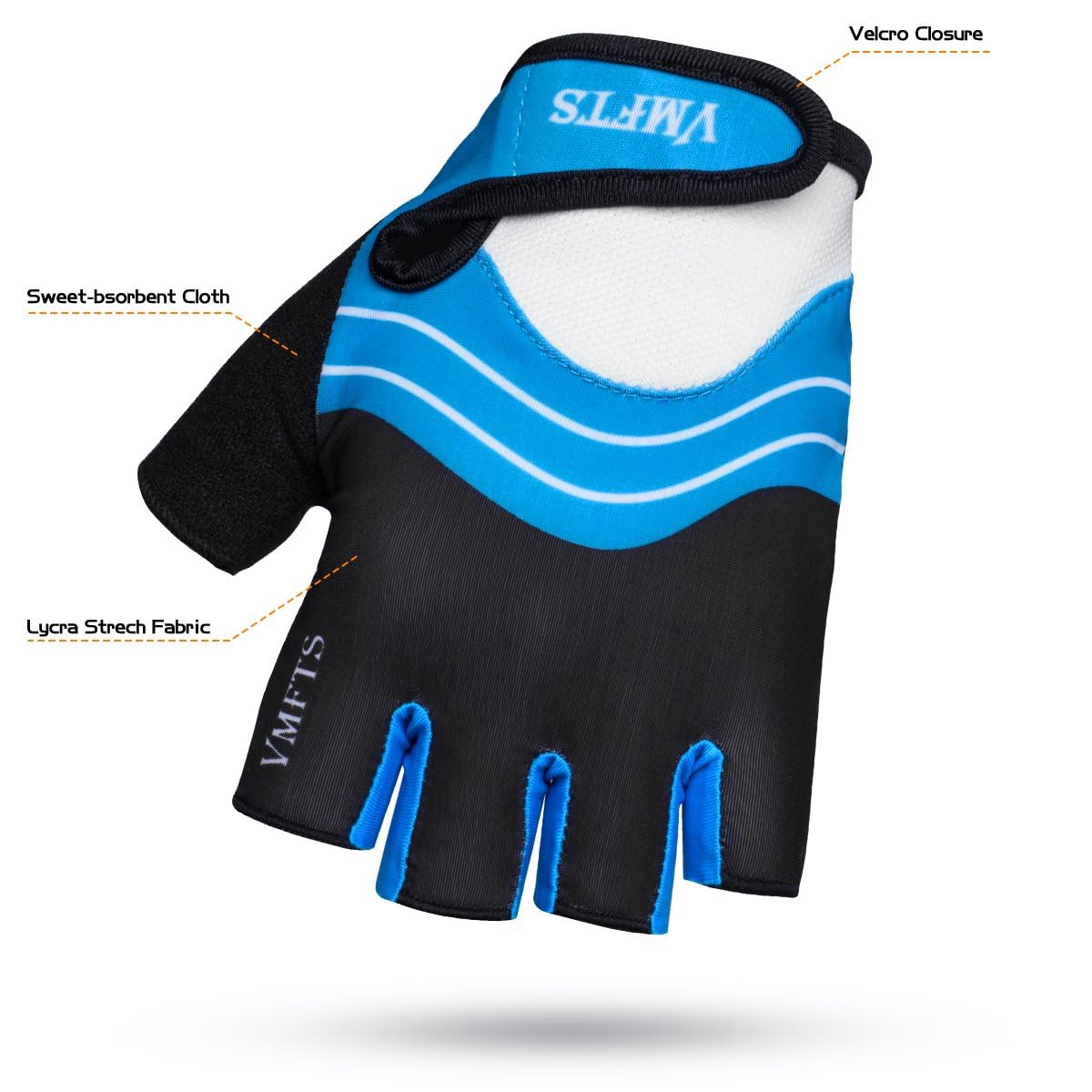 VMFTS Cycling Gloves Gel Pading Fingerless Sporting Glove for Weightlifting Racing Biking Climbing Parkour Running??Blue Large 5