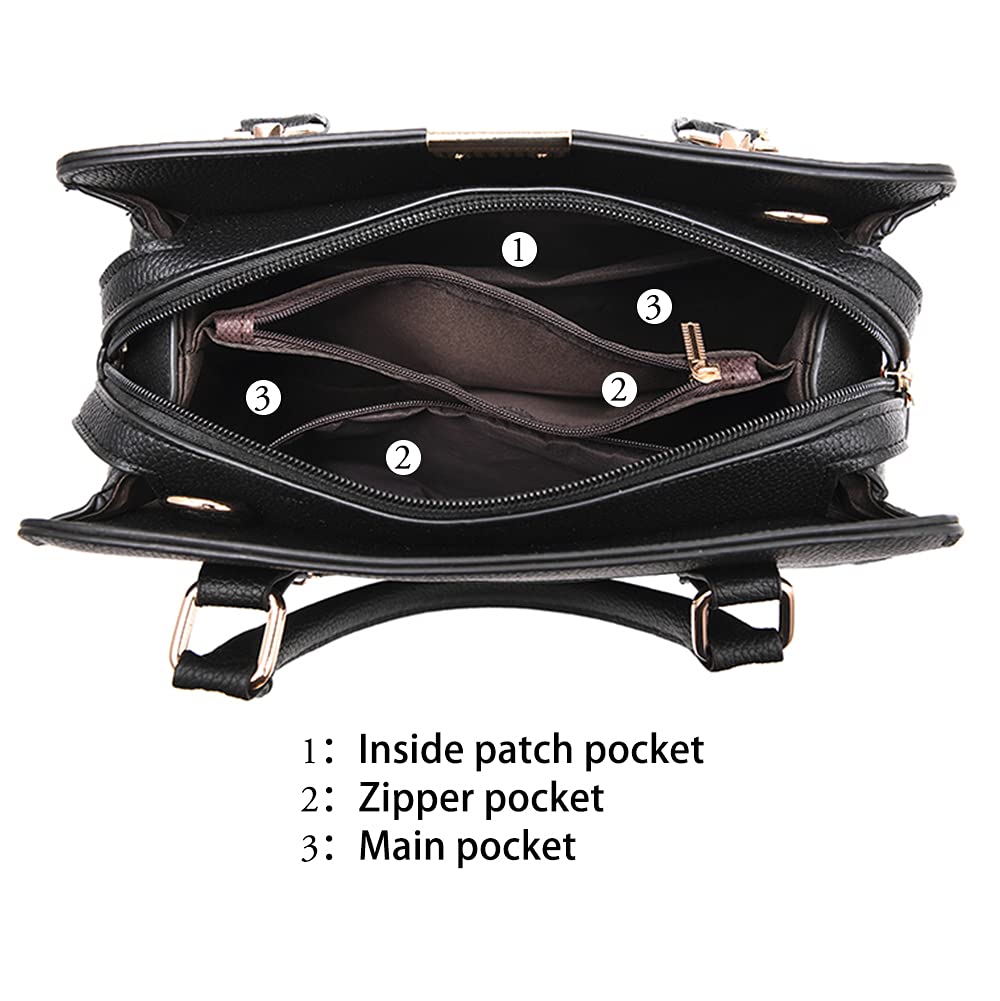 HUIUEITW Purses and Handbags for Women Fashion Ladies PU Leather Top Handle Satchel Shoulder Tote Bags (2-Beige) 6