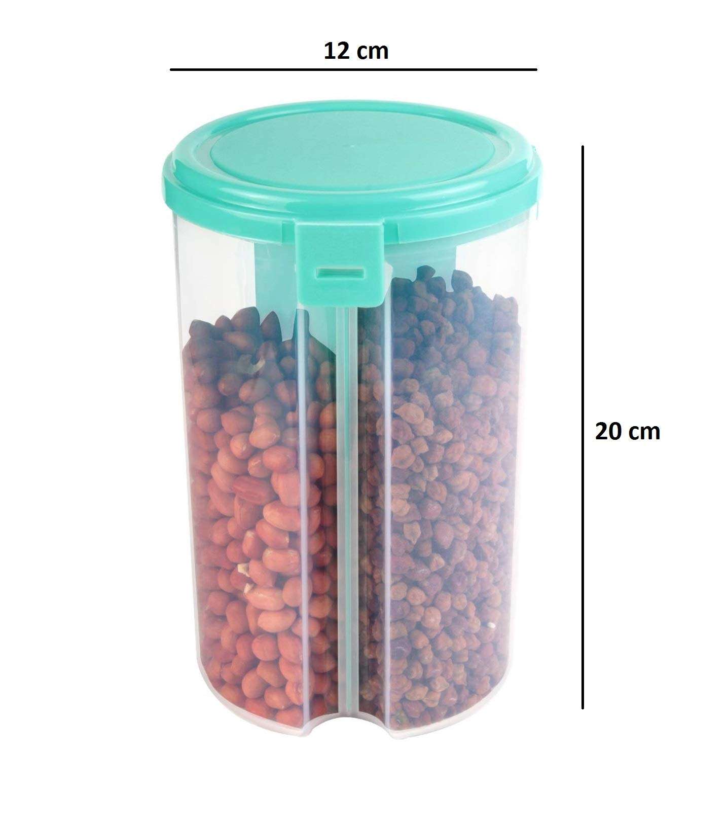 Machak Plastic Storage Container for Kitchen 3 Section Air Tight Container Jar,Storage Containers,Masala Boxes,Pack of 1 (Blue) 3