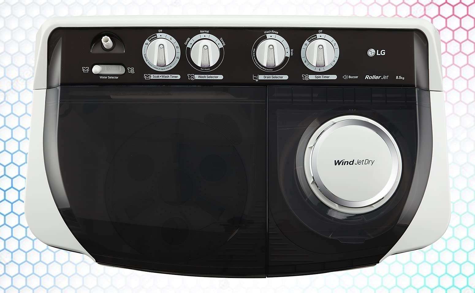 LG 8.5 Kg 5 Star Semi-Automatic Top Loading Washing Machine (P8535SGMZ, Dark Gray, Roller Jet Pulsator), Large 4