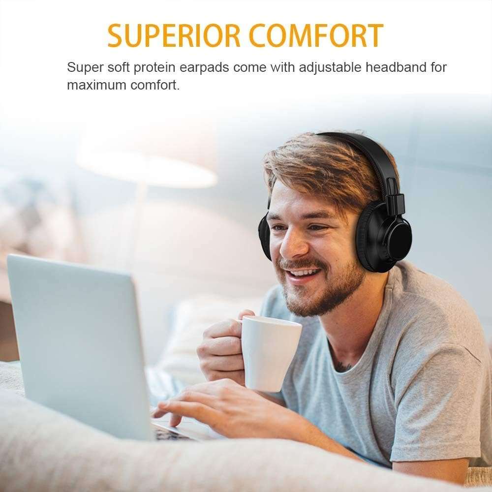 On-Ear Headphones Wireless Bluetooth Foldable Lightweight Headset Wired/Wireless Overhead Headphones with Microphone Over-Ear Bluetooth Headphones Noise Canceling Deep Bass for Home Office Cellphone 5