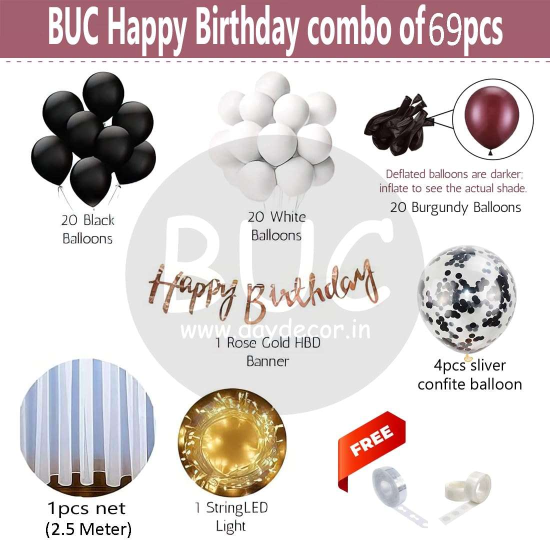 Day Decor™ Happy Birthday Decoration Kit- 69 Pcs Happy Birthday Decoration items For Girls Boys | Birthday Decoration Kit for Adults, Friends, Husband, Boyfriend, Girlfriend, Wife 3