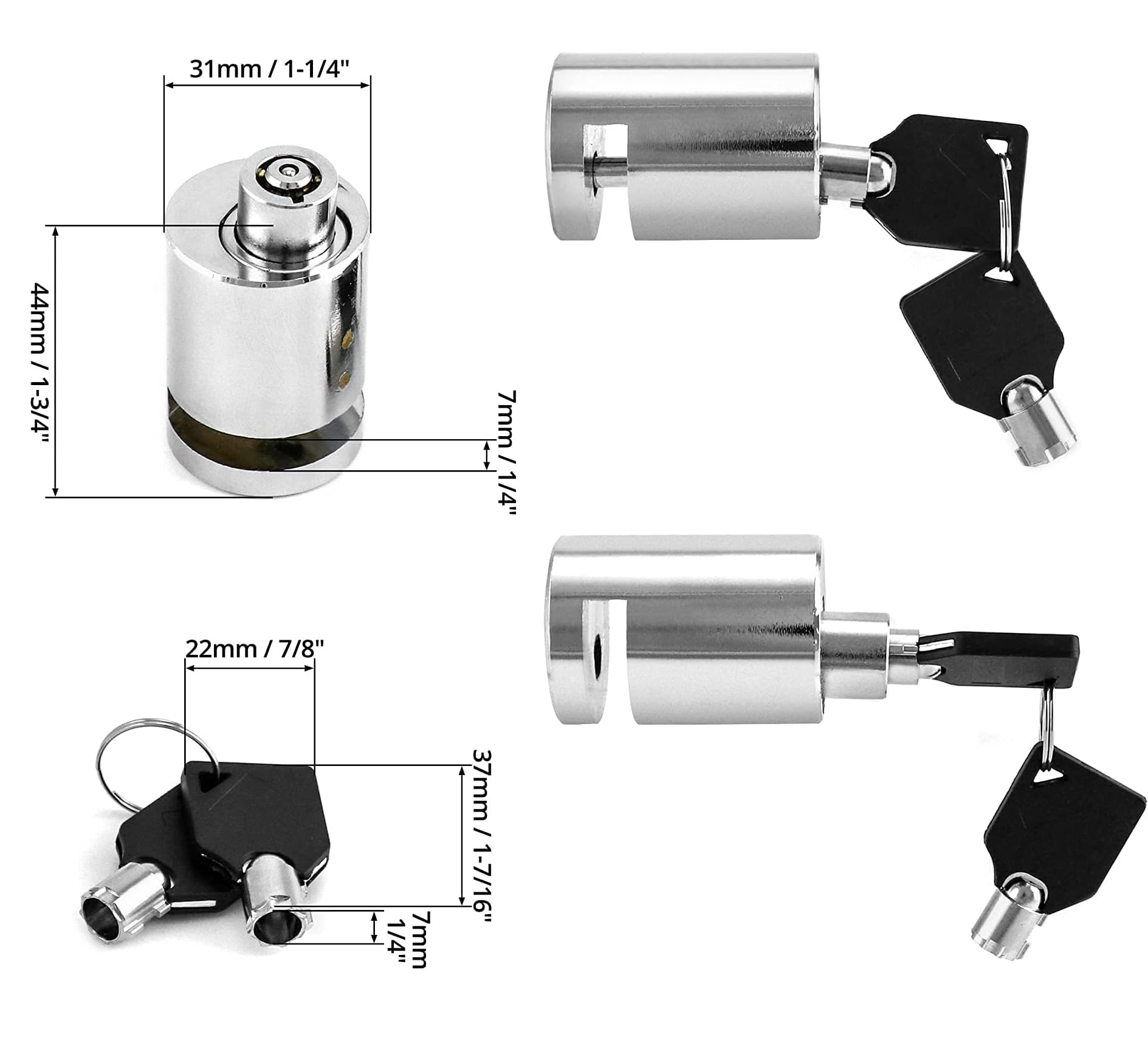 AUTO PEARL Heavy Duty Stainless Steel Chrome Security Anti-Theft Lock for Motorcycle and Bicycle Disk Brake Safety Lock Compatible with CB Shine SP (Chrome) 4