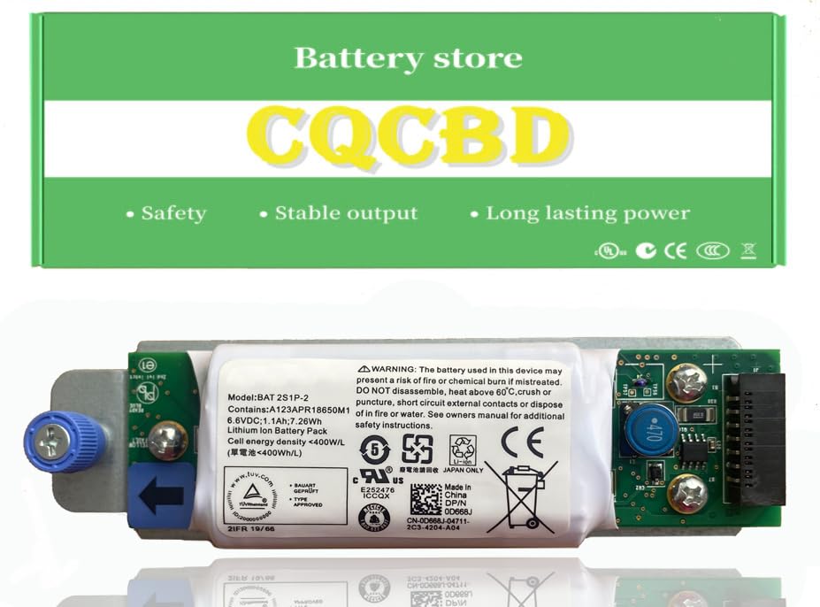 CQCQ BAT 2S1P-2 Battery for Dell Raid Controller PowerVault MD3200i MD3220i MD3220i 0D668J Series [6.6V 7.26Wh] 1