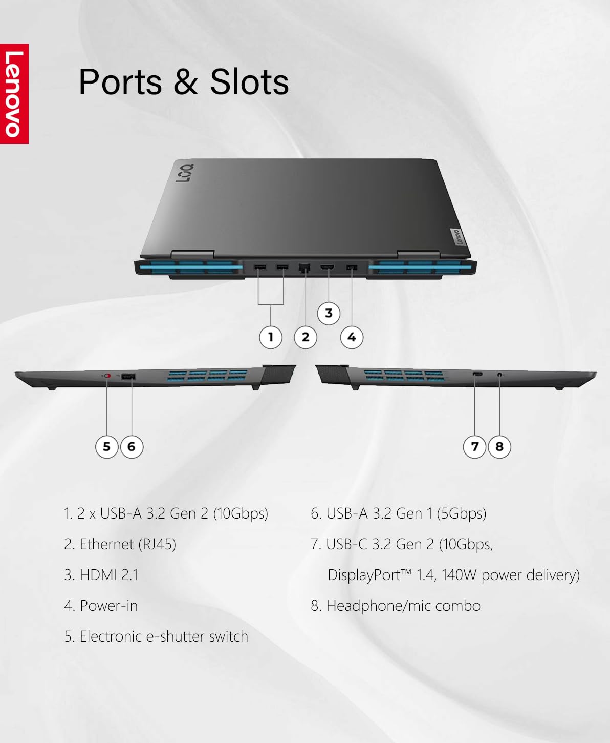 Lenovo LOQ Gaming Laptop, 15.6" FHD Display 144Hz, 16GB RAM, Intel Core i5-13420H, 8-core, 4.6GHz, 1TB Storage, NVIDIA GeForce RTX 3050, Wi-Fi 6E, Bluetooth, Storm Grey, Windows11, W/GaLiMu 4