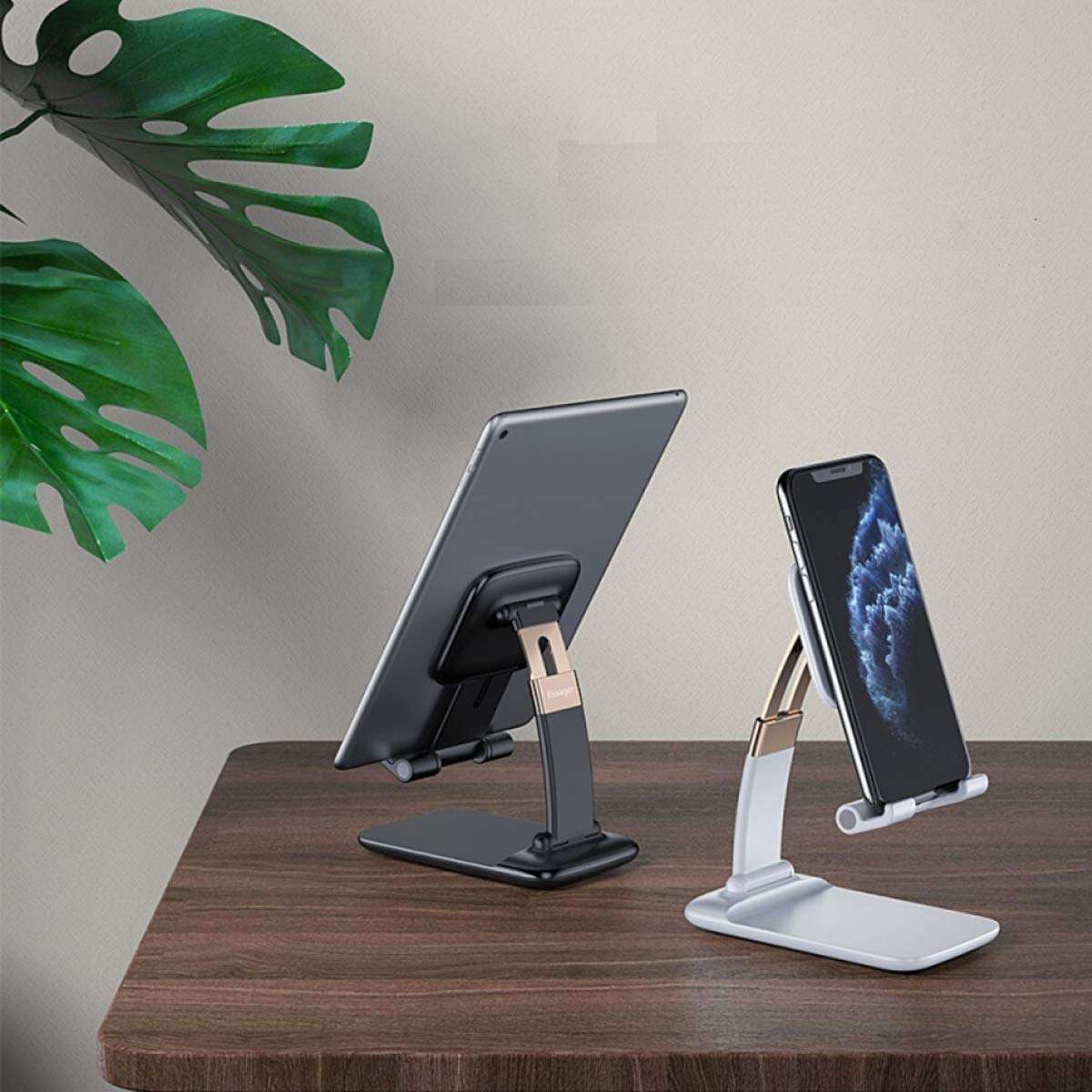 pepplo Foldable Cell Phone Stand, Fully Foldable Angle Height Adjustable Phone Holder Stand for Desk,Cradle,Desktop Tablet Stand Compatible with All Smartphones/iPhone/iPad/Tablets/Kindle (Black) 2