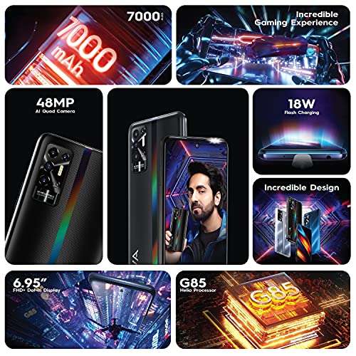 TECNO POVA 2 (Dazzle Black, 6GB RAM, 128GB Storage)| 7000mAh Battery | 48MP Camera | Helio G85 2