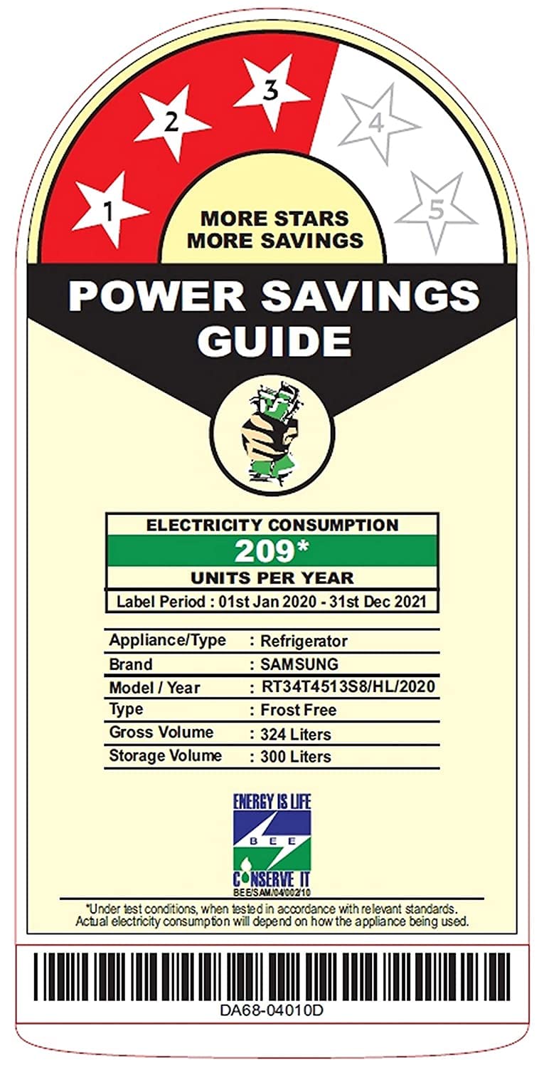 Samsung 324 L 3 Star Inverter Frost Free Double Door Refrigerator (RT34T4513S8/HL, Convertible 5In 1, Elegant Inox) 5