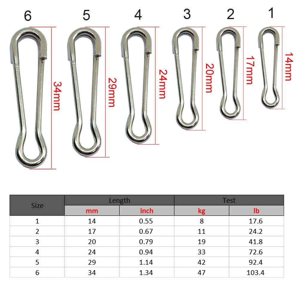 Fishing Hawaiian Snaps Swivels Sea Fish Bass Fishing Tackle Carp Fishing Equipment Pack of 100 pcs (4#-0.94"/72LB) 3