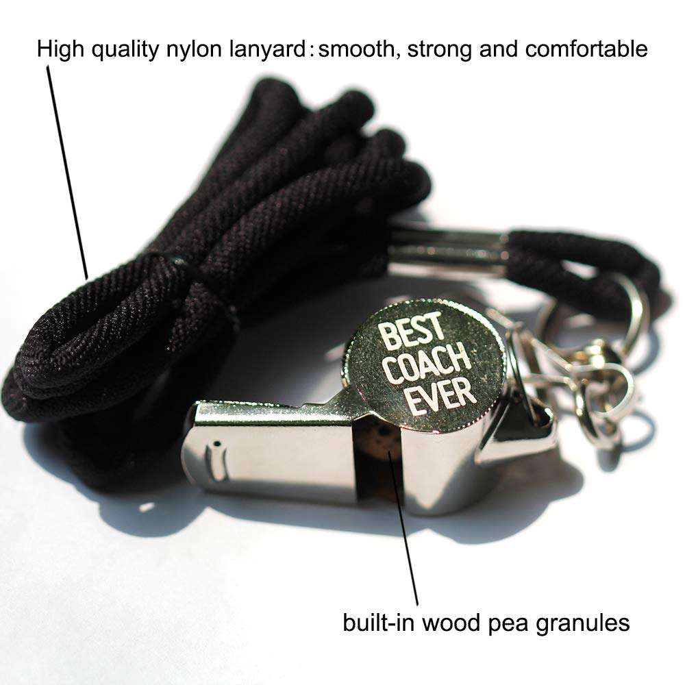 Blue Leaves Best Coach Ever-Baseball Coach Gifts,for Men Women Personalized Carved Gift for Coach,with Gift Box,Stainless Steel Whistle with Lanyard-Ideal for Coaches, Referees 5