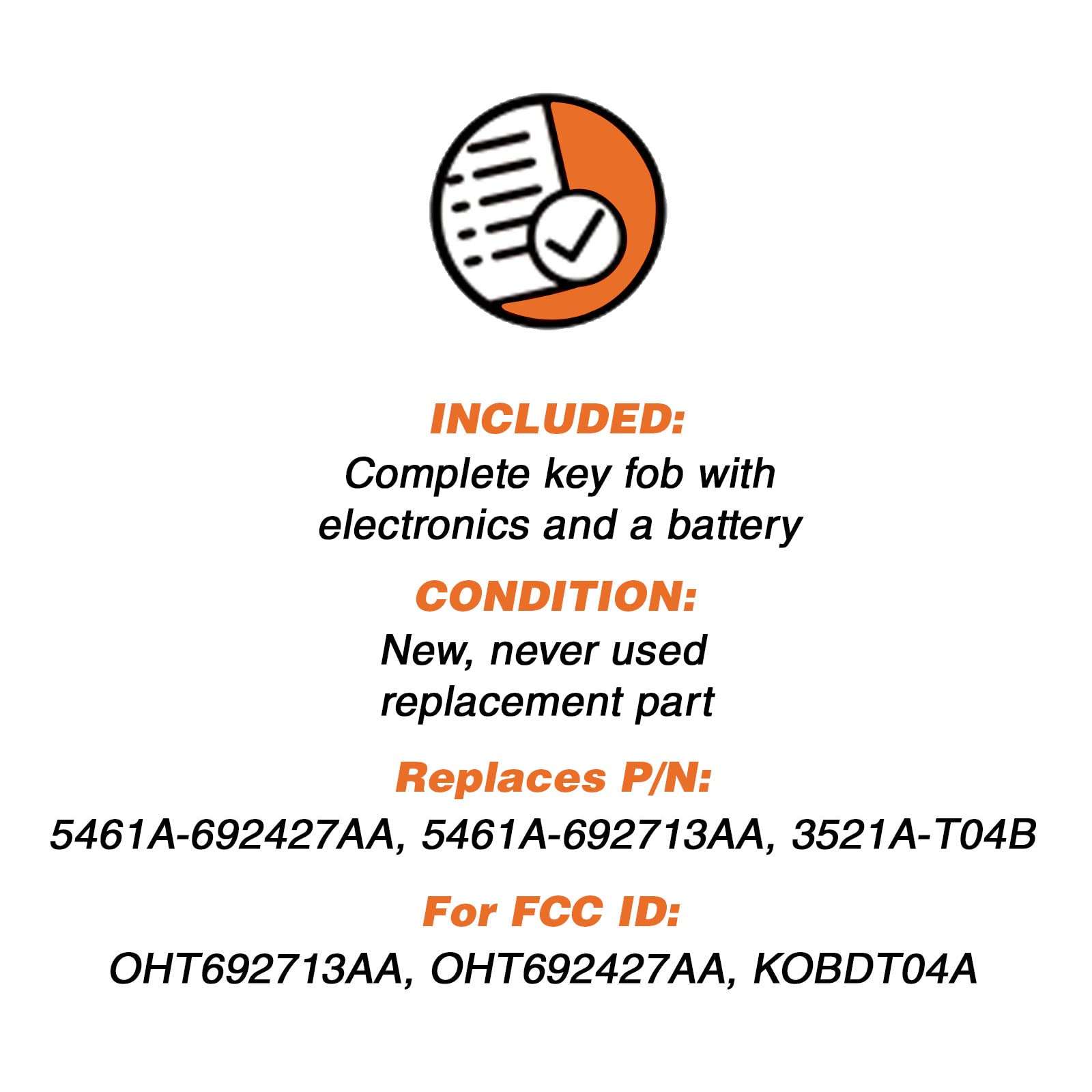 Discount Keyless Replacement Uncut Car Keyless Entry Remote Fob Key Compatible with OHT692713AA, OHT692427AA, KOBDT04A 5