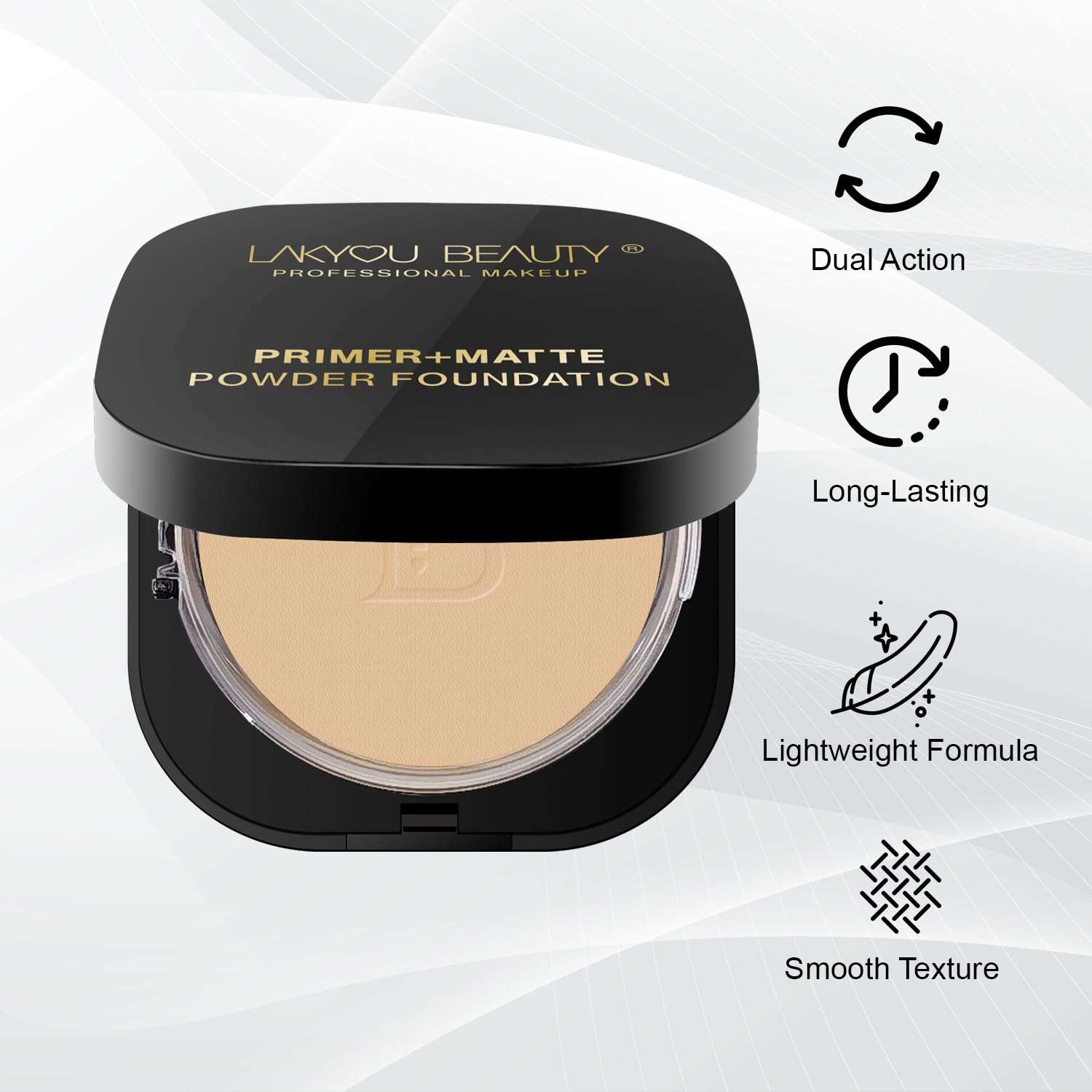 Lakyou Beauty Primer + Matte Compact Powder Foundation 15g, Shade-05(Rich Nude) | All-in-One Primer & Foundation | Lightweight Matte Finish | Long-Lasting | Oil-Control 4