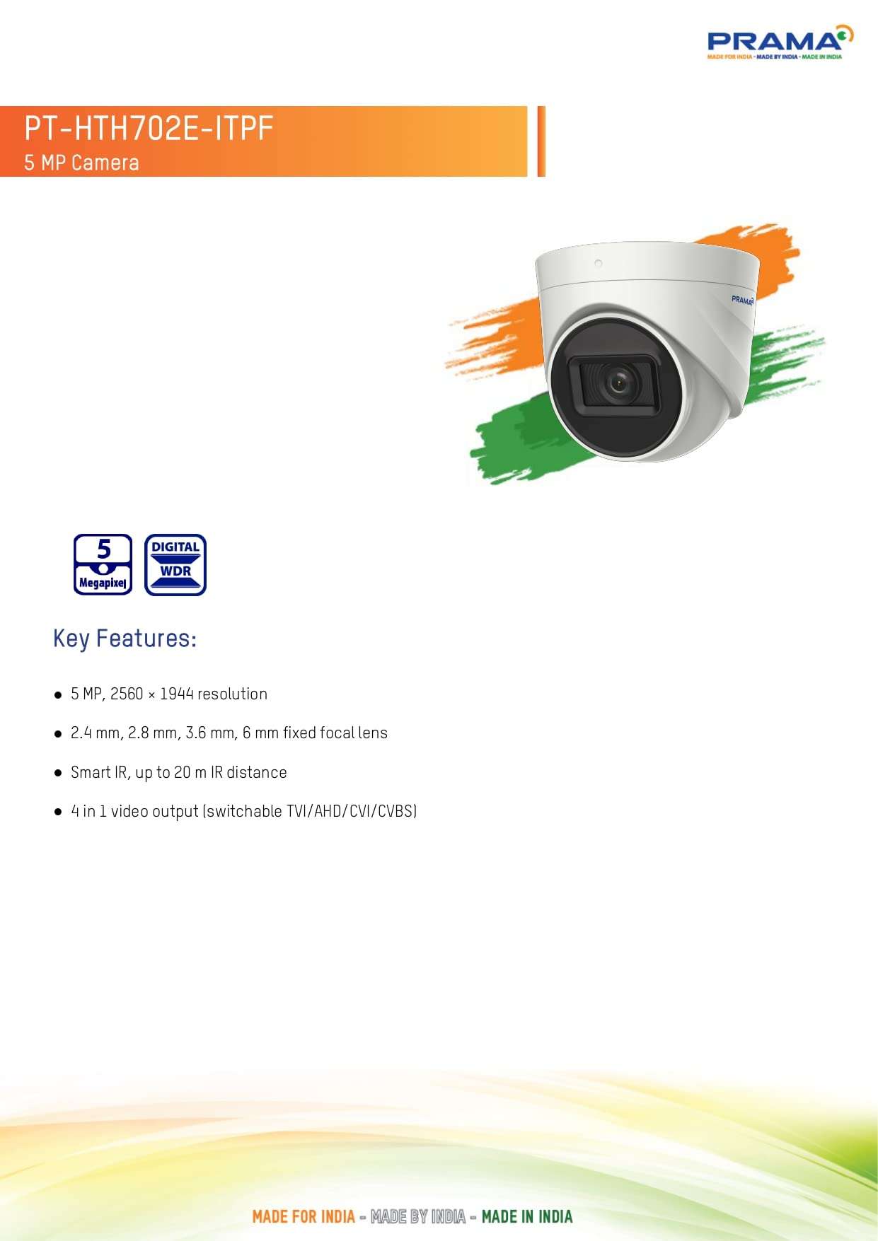 Prama Securitykart 5MP CCTV Camera Full kit with Distance 20m EXIR 4in1 5 MP , 2560 X 1944 Resolution for Home and Office (PRAMASK5MP2DOME4BULLET8CHDVRWITH2TBHD) 6