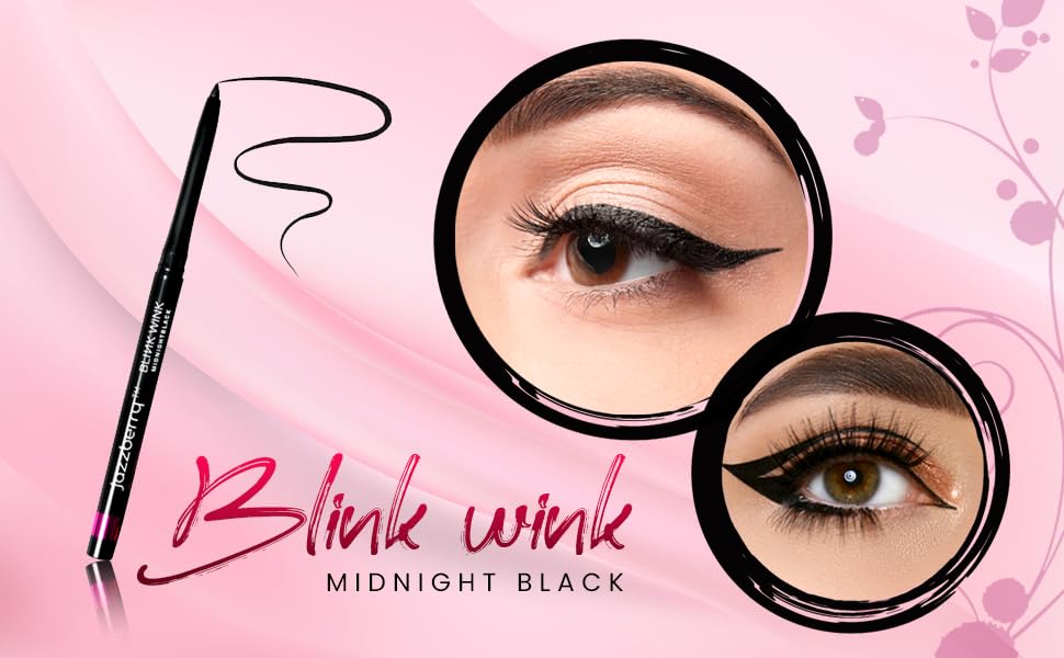 JAZZBERRY Blinkwink All Day Wear Kajal Pencil Midnight Black | Waterproof & Smudge Proof | 24 Hours Long Stay | Deep Matte Finish Bold Smooth Line - 30gm 6