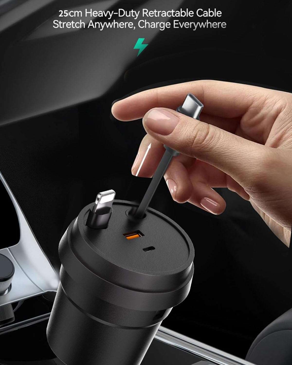 i Phone 17 16 Retractable Car Charger,Cars Adapter USB C Fast Charger,4 in 1 Car Accessories，Christmas for Gifts for Men Women,Compatible with iPhone 17 16 15/15 Pro Max/14/13/12/11,Galaxy,Pixel 4