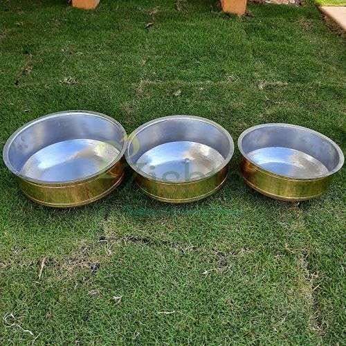 Zishta Traditional Wisdom in Practice Handmade Brass Cooking Pot Sarva - Extra Large, Pital Cookware, Utensil with Tin Coating | Kadai (Dia: 28cm, Cap: 4.75-5.0L, H: 12cm, 1.1 Kg) 3