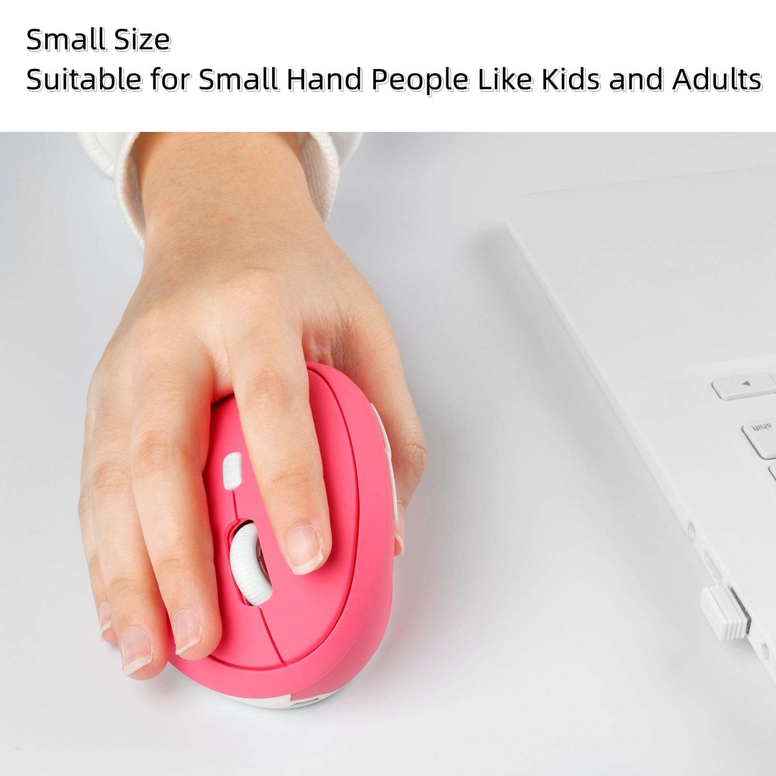 Ergonomic Wireless Vertical Mouse, Rechargeable 2.4G USB Portable Silent Optical Cordless Mouse with 6 Buttons 3 Adjustable DPI (800-1200-1600) for PC Desktop Laptop Notebook (Pink) 2