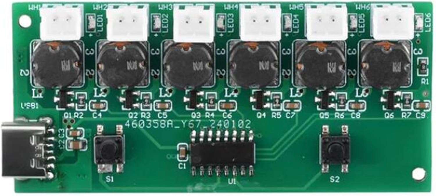 USB 6-Head Mist Maker Module 108KHz C-Type Ultrasonic Atomizer Humidifier Board 5V DC Powered Rduino UNO Compatible Water Fogger DIY Cooling Diffusion Spray Unit 5