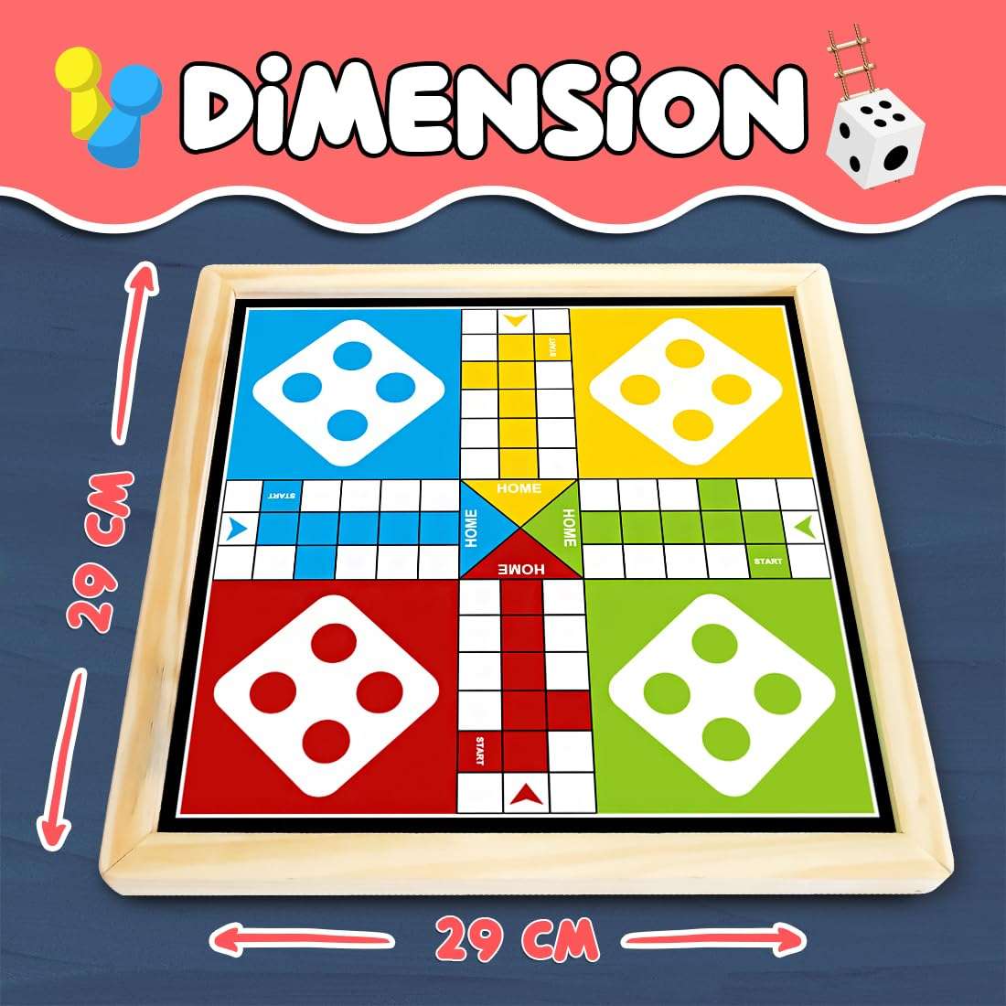 Wembley 2-in-1 Ludo Snake and Ladder Jumbo Wooden Board Game| Magnetic Ludo and Snake and Ladder Game Set| Vibrant Multiplayer Game for Kids & Adults| Smooth & Durable Indoor Board Game Set 3