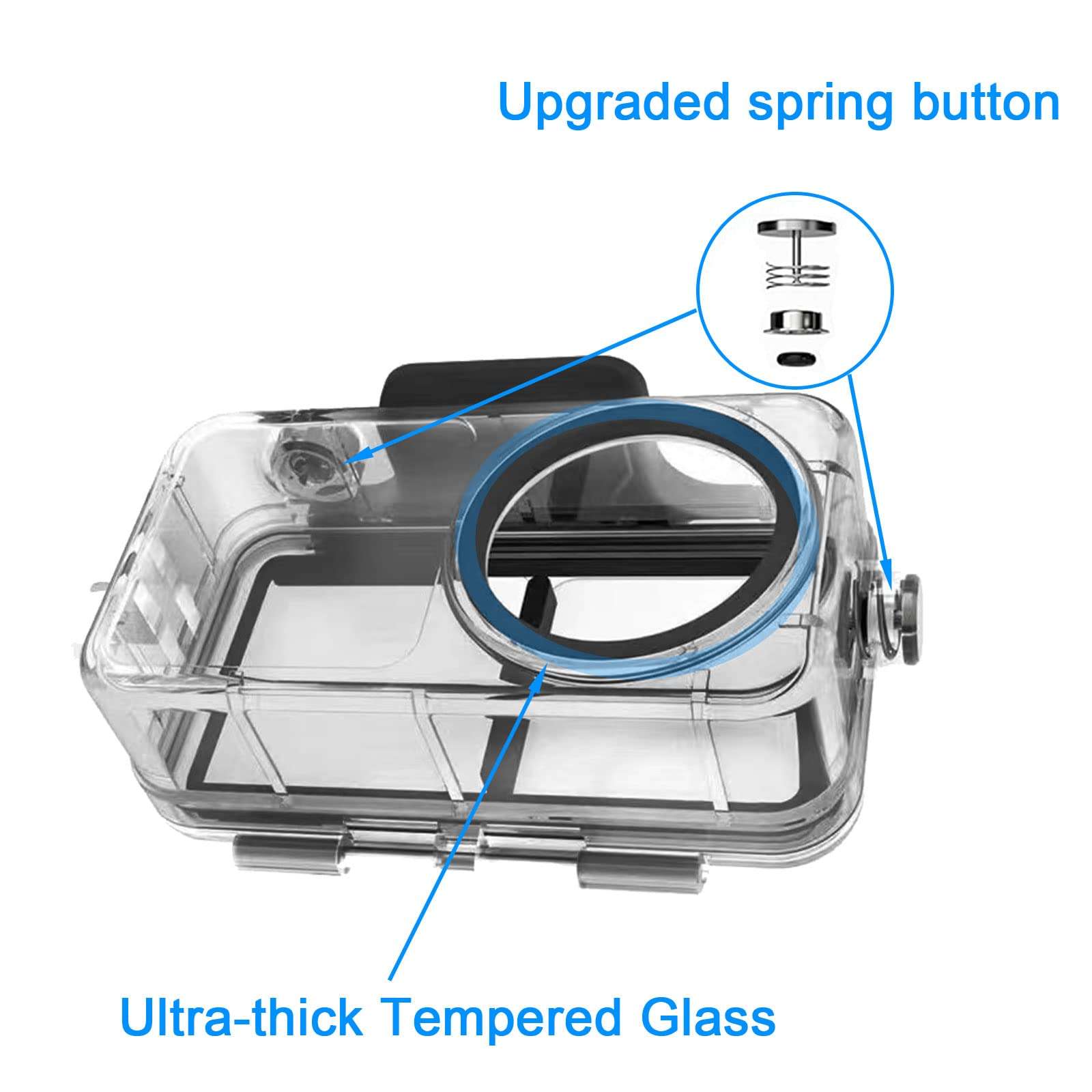 Waterproof Housing for DJI Action 2, Protective Case Diving Shell Accessories for Action2 Underwater Action Camera 3