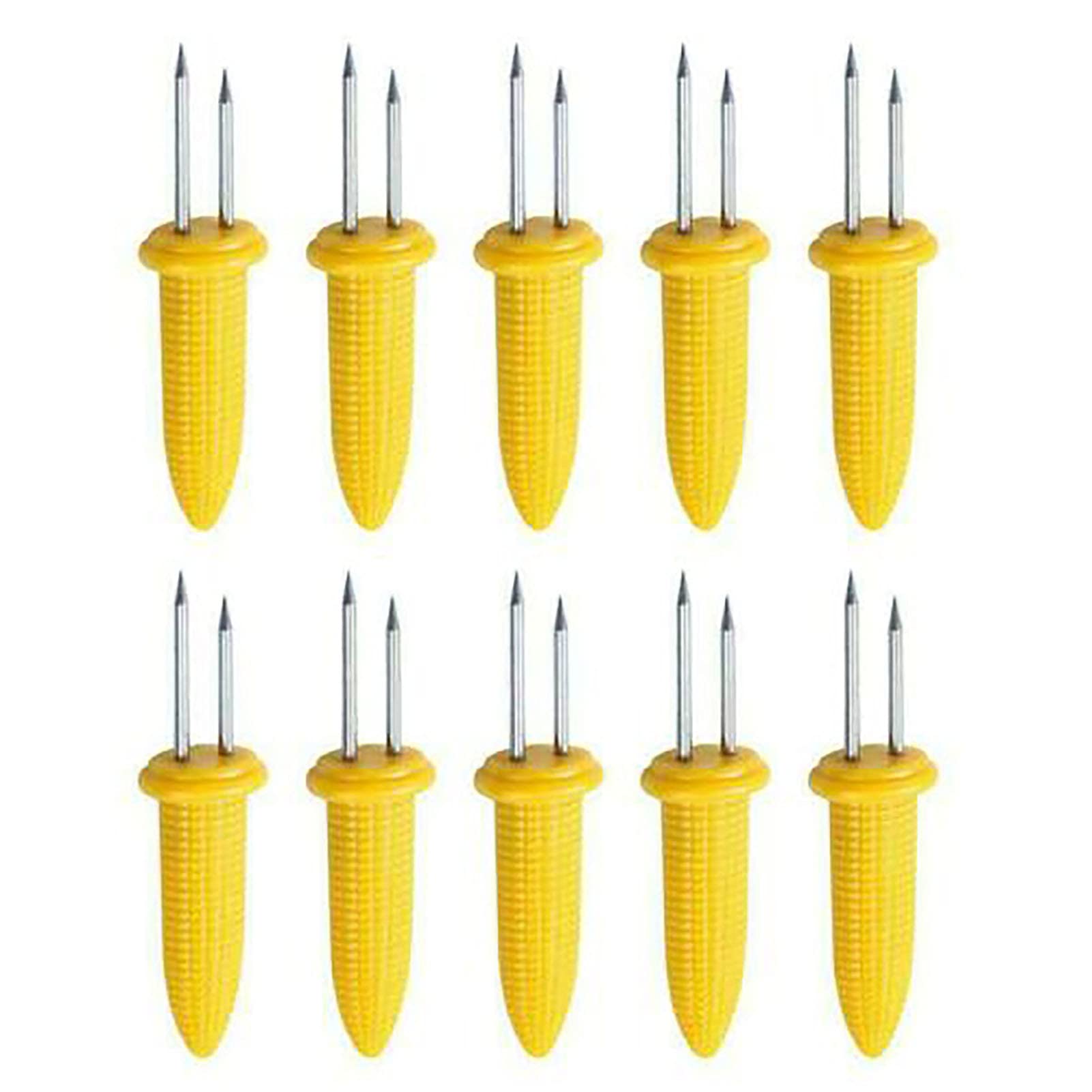 10 Pack Corn On The Cob Holders Stainless Steel Corn Holders Corn on The Cob Skewers for BBQ Twin Prong Sweetcorn Holders Home Cooking Fork Prong