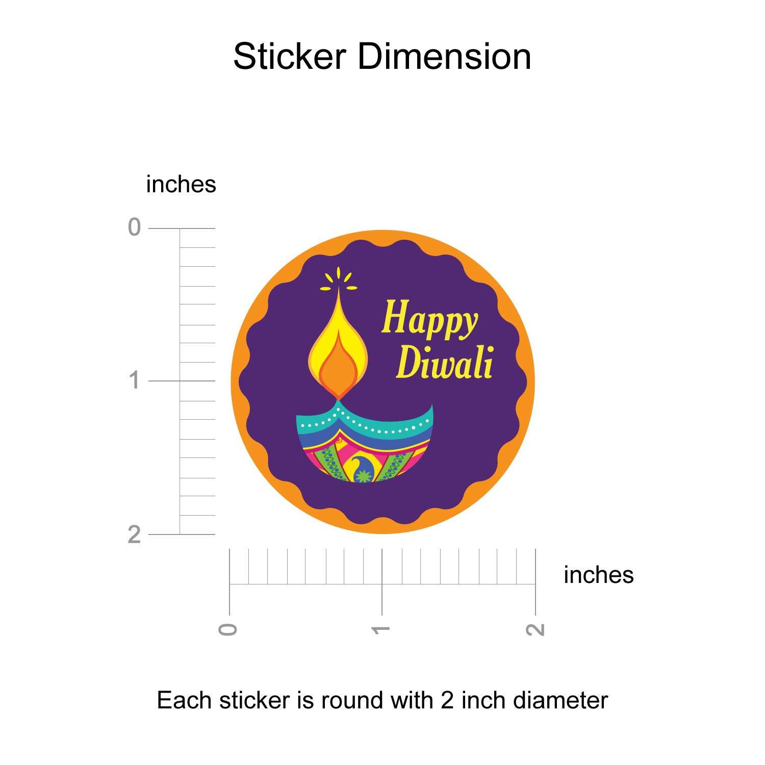 weRevel Happy Diwali Party Stickers, 40 Count, 2 Inches, Round, 4 Unique Designs 5