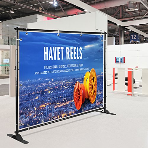 Banner Stand Backdrop - Banner Holder with Adjustable Poster Stand & Retractable Height Up to 5x7 - 8x10 ft Adjustable Telescopic Display Stand for Trade Show, Photo Booth, Wall Exhibitor Background 2