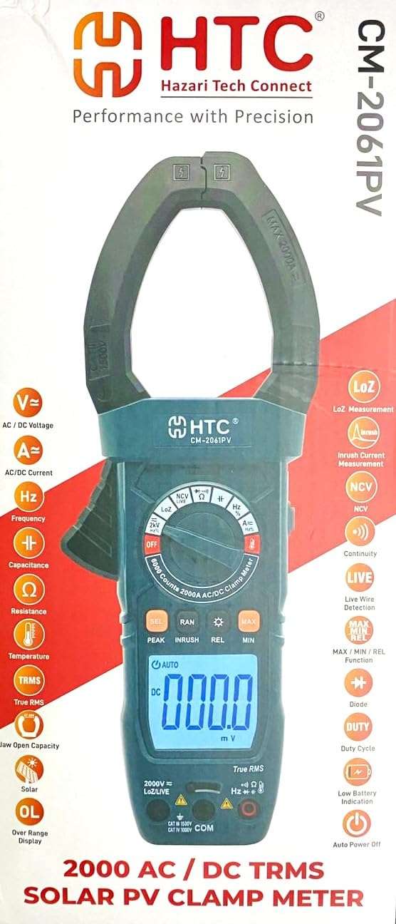HTC CM 2061PV 2000 AC/DC TRMS SOLAR PV DIGITAL CLAMP METER By Skyking ® 5