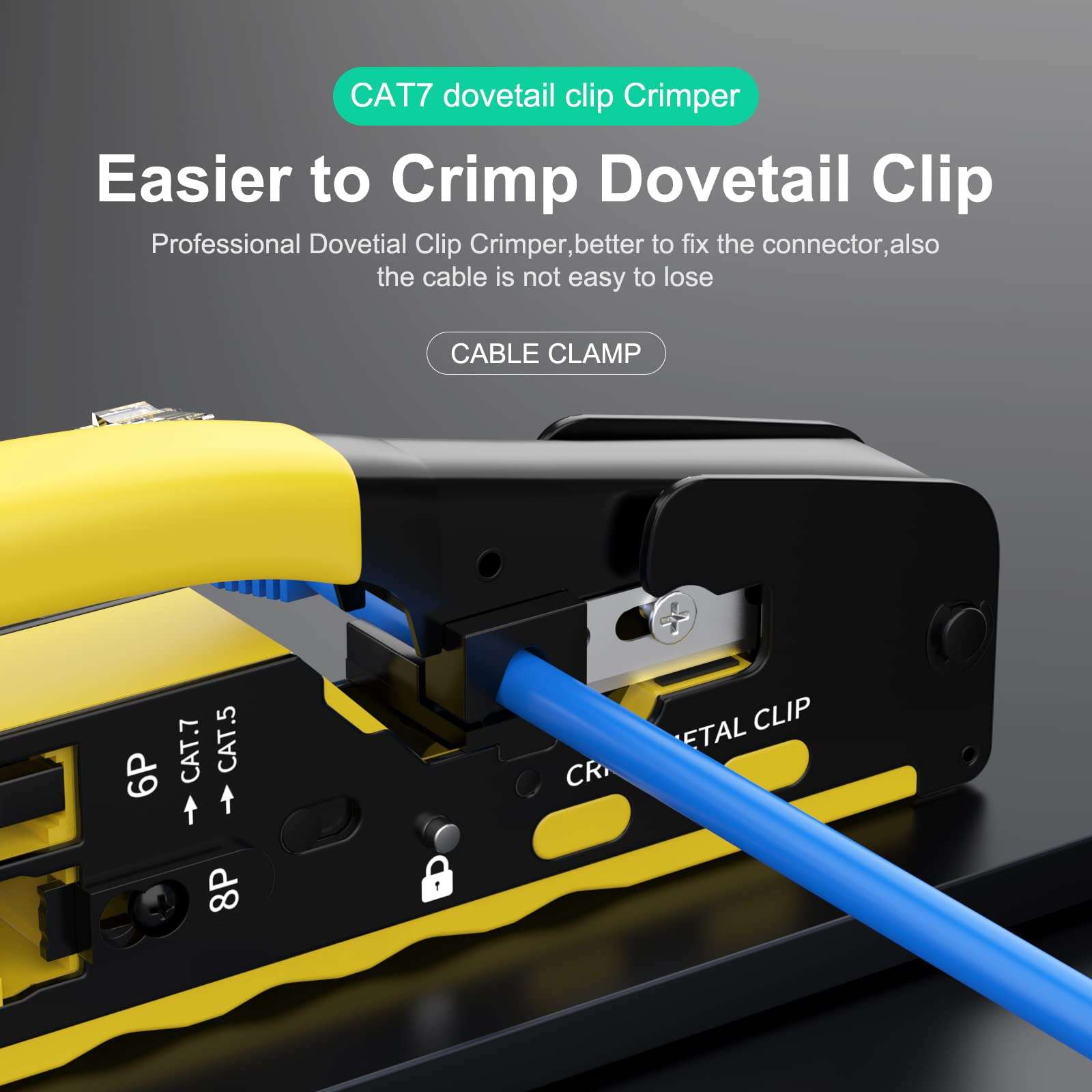 3WOLF Crimper RJ45 Crimp Tool - Wire Stripper Ratcheting Modular Data Cables Wires Cutter Standard Pass Through Connectors Crimping Tool (Crimper) 5