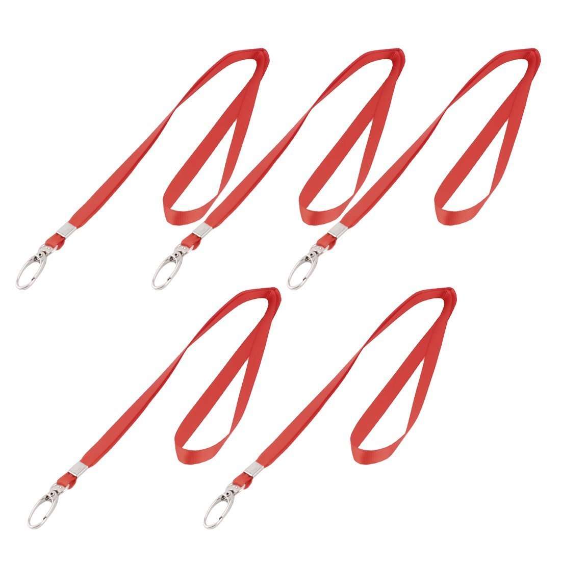 Ubersweet® Imported Metal Swivel Clip ID Name Badge Holder Neck Strap Lanyard 5Pcs Red 1
