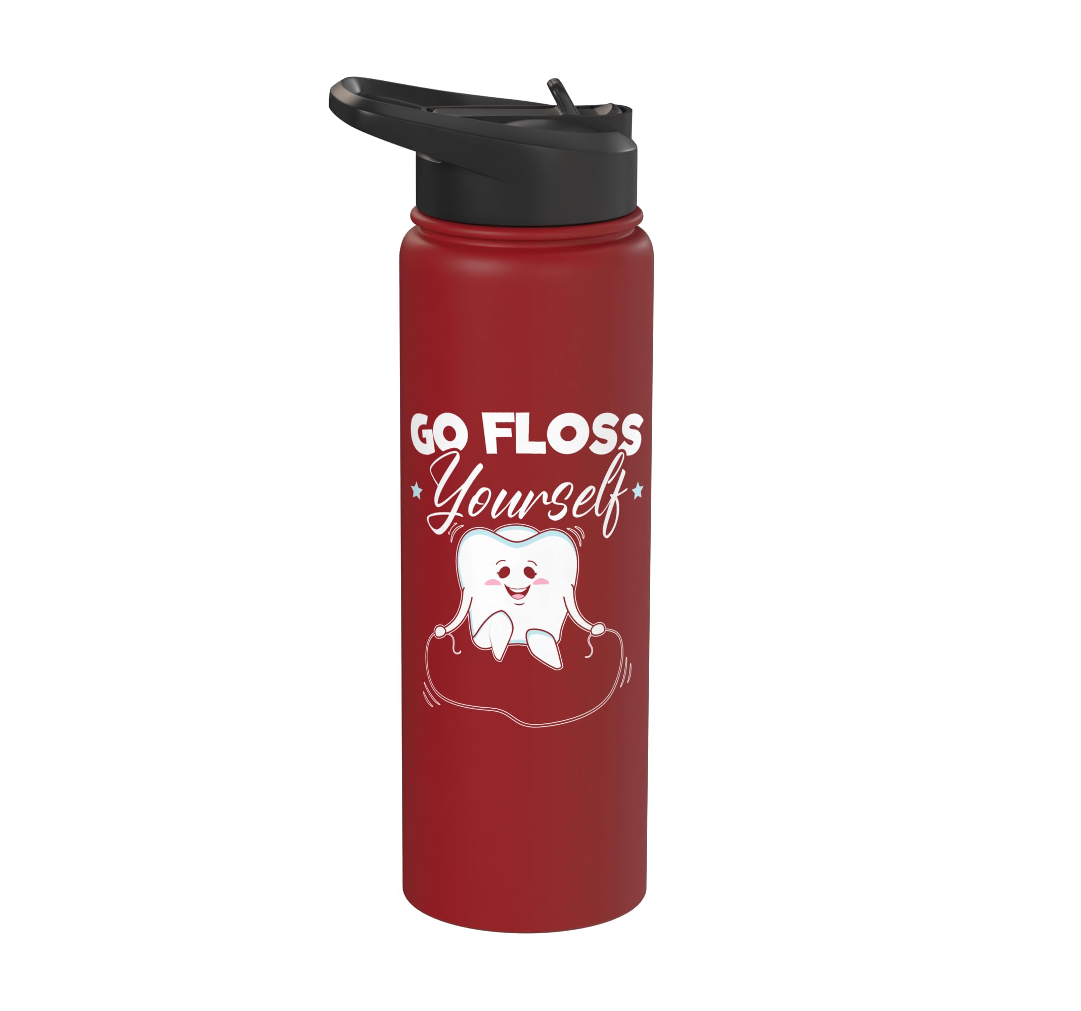 Go Floss Yourself Dentist Dentistry Dental Surgeon Hygienist Stainless Steel Insulated Water Bottle 1