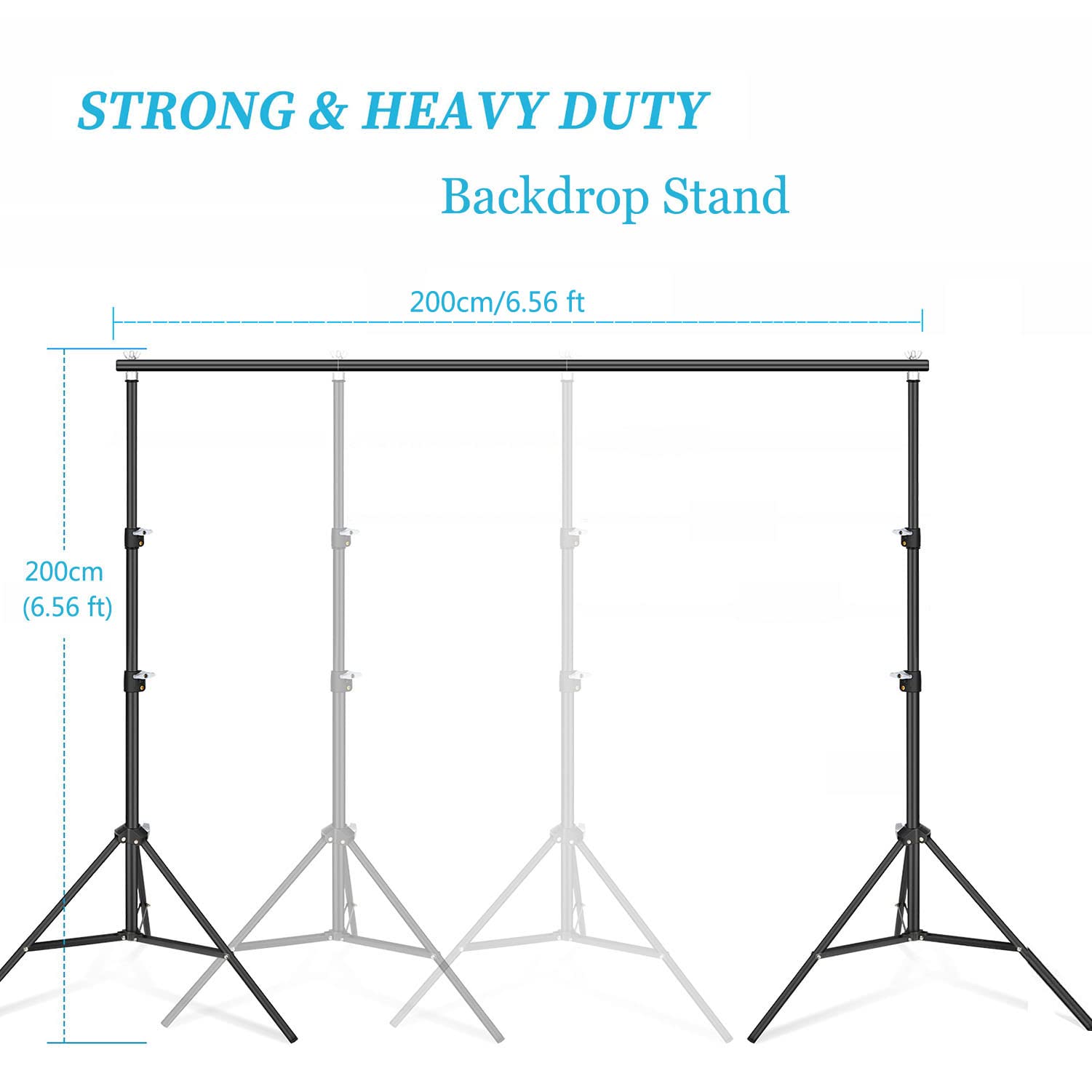 INFIJYON 6.5X6.5Ft Backdrop Stand, Adjustable Photo Backdrop Stand Kit with 2 Background Clamps, 2 Sandbags and Carrying Bag, Heavy Duty Background Stand for Wedding/Parties Decorations/Photoshoot 6