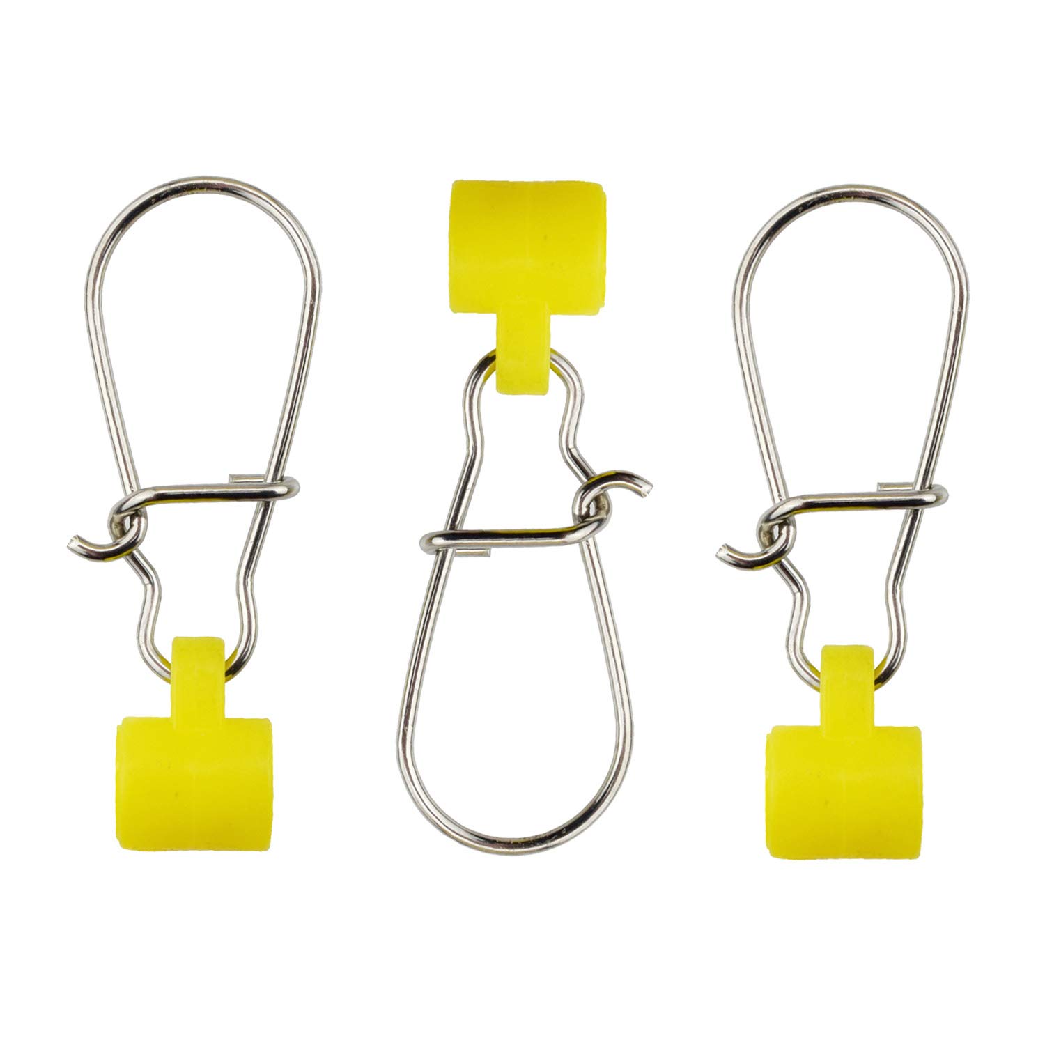 10/25/50/100 Packs Fishing Line Slide with Double Lock Snap Duty Sliders Yellow Size 6# Length：1.73INCH (100pcs) 6