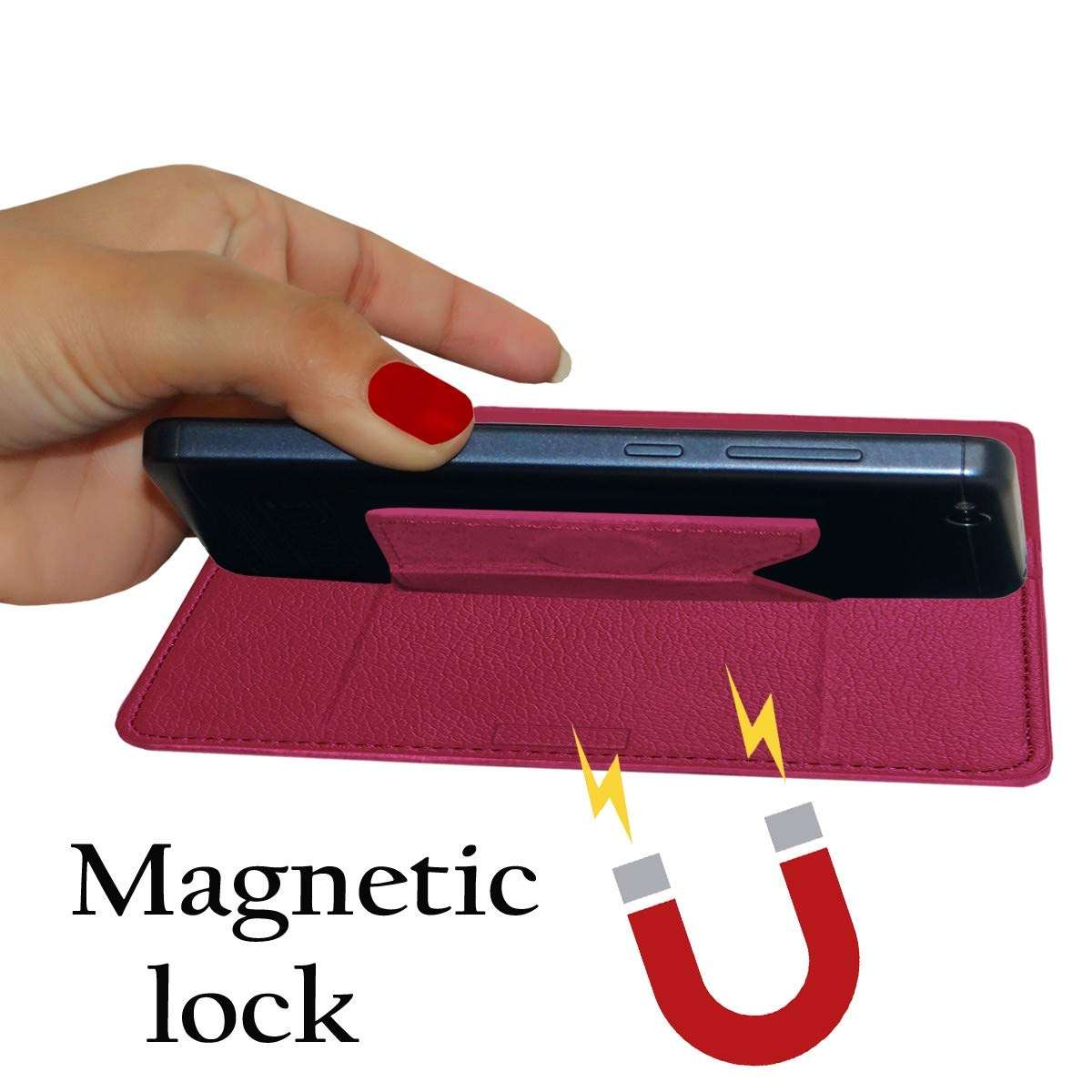 ACM Rich Leather Flip Wallet Front & Back Case Compatible with Mi Redmi Note 10 Pro Mobile Flap Magnetic Cover Pink 6