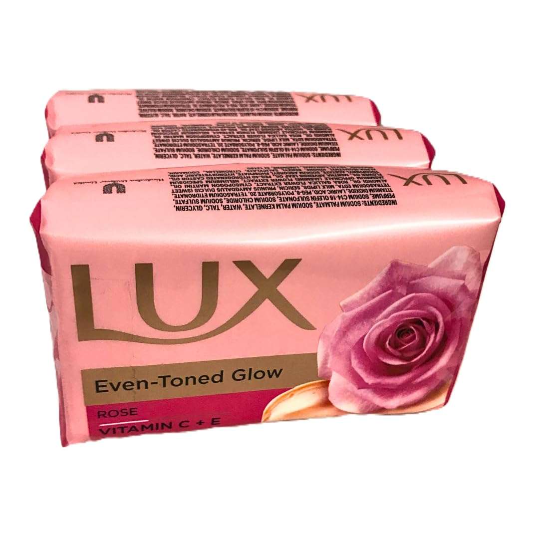 Lux Even-toned Glow Bathing Soap infused with Vitamin C & E | For Superior Glow | 150g x 3 3