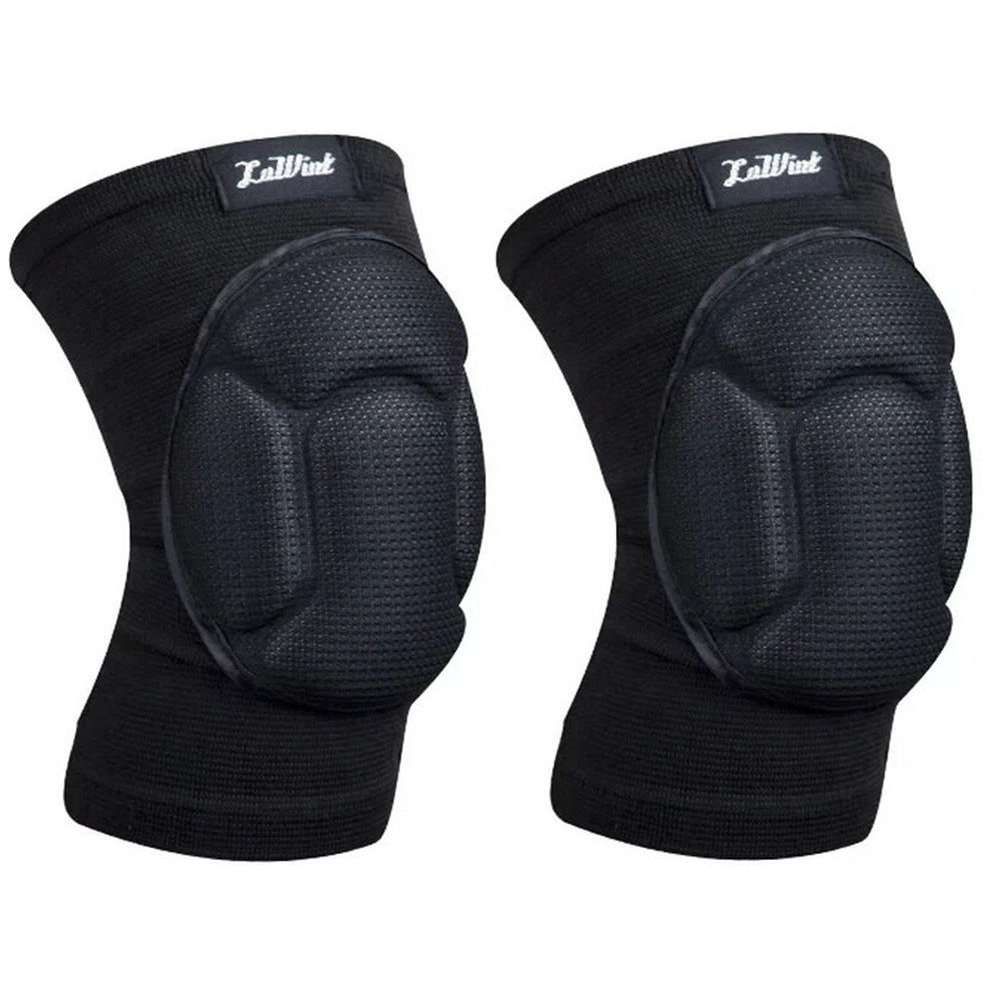 Luwint Protective Thick Sponge Knee Pads Knee Brace - High Elastic Non-Slip Basketball Volleyball Knee Sleeves Support for Gardening Weightlifting Running Gym Yoga, 1 Pair Unisex 1