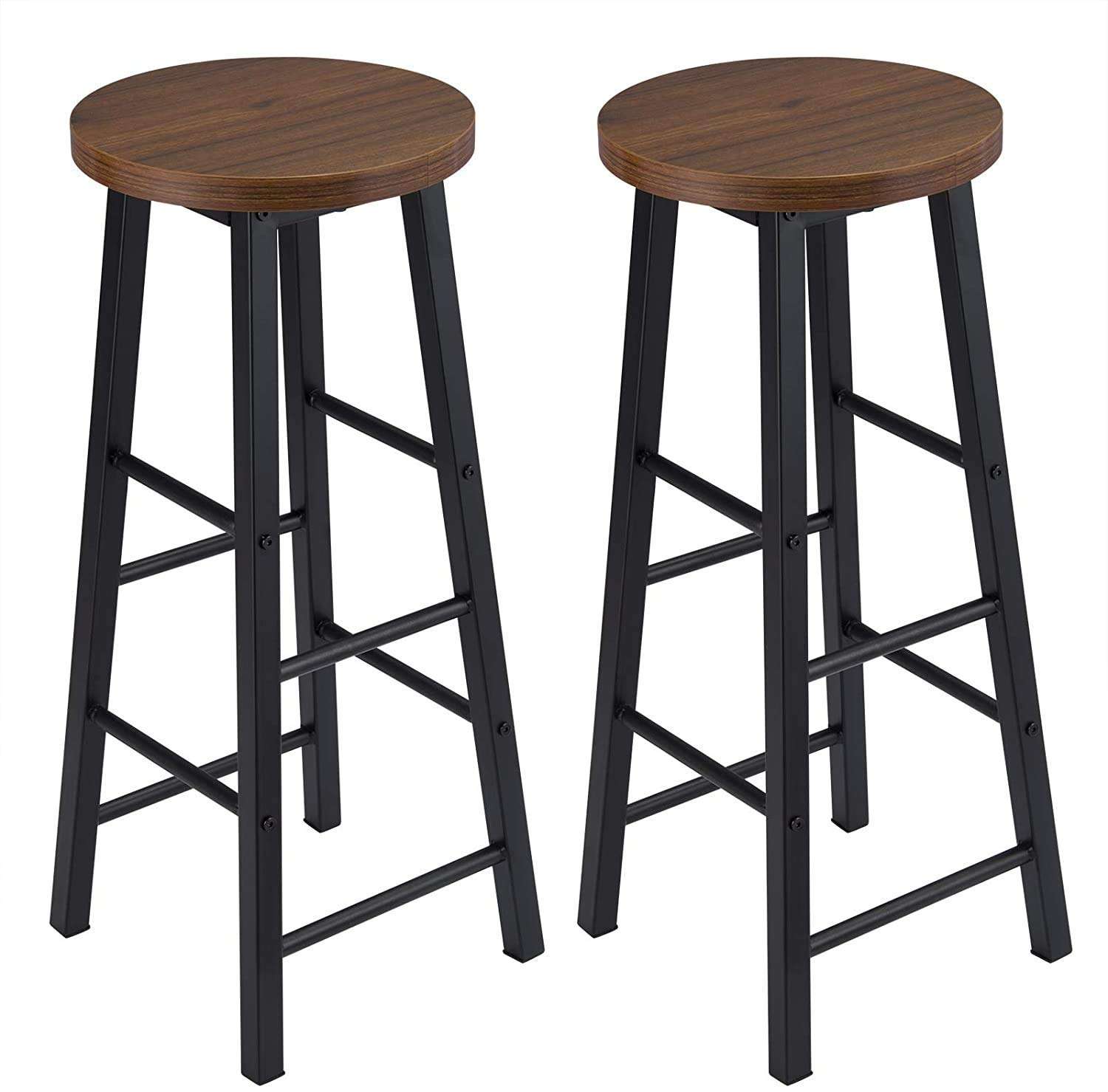 INDIAN DECOR. 45170 Breakfast Kitchen Counter Bar Stools 1 PCS MDF Seat Seat Bar Chairs Metal Legs Barstools Dark Beech High Stools 6
