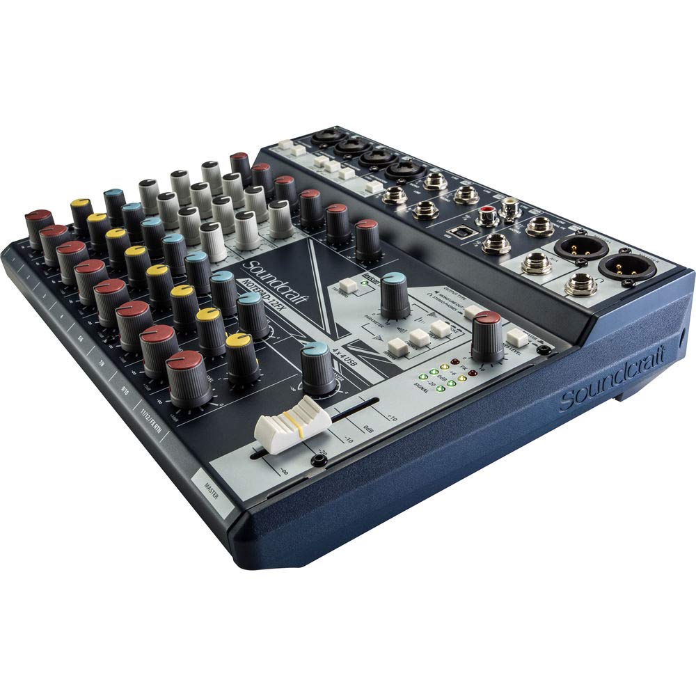 Soundcraft Notepad-12FX Small-Format Analog Mixing Console with Gator Cases 2519 Mixer Bag, Fastener Straps (10-Pack) & XLR Cable Bundle 5