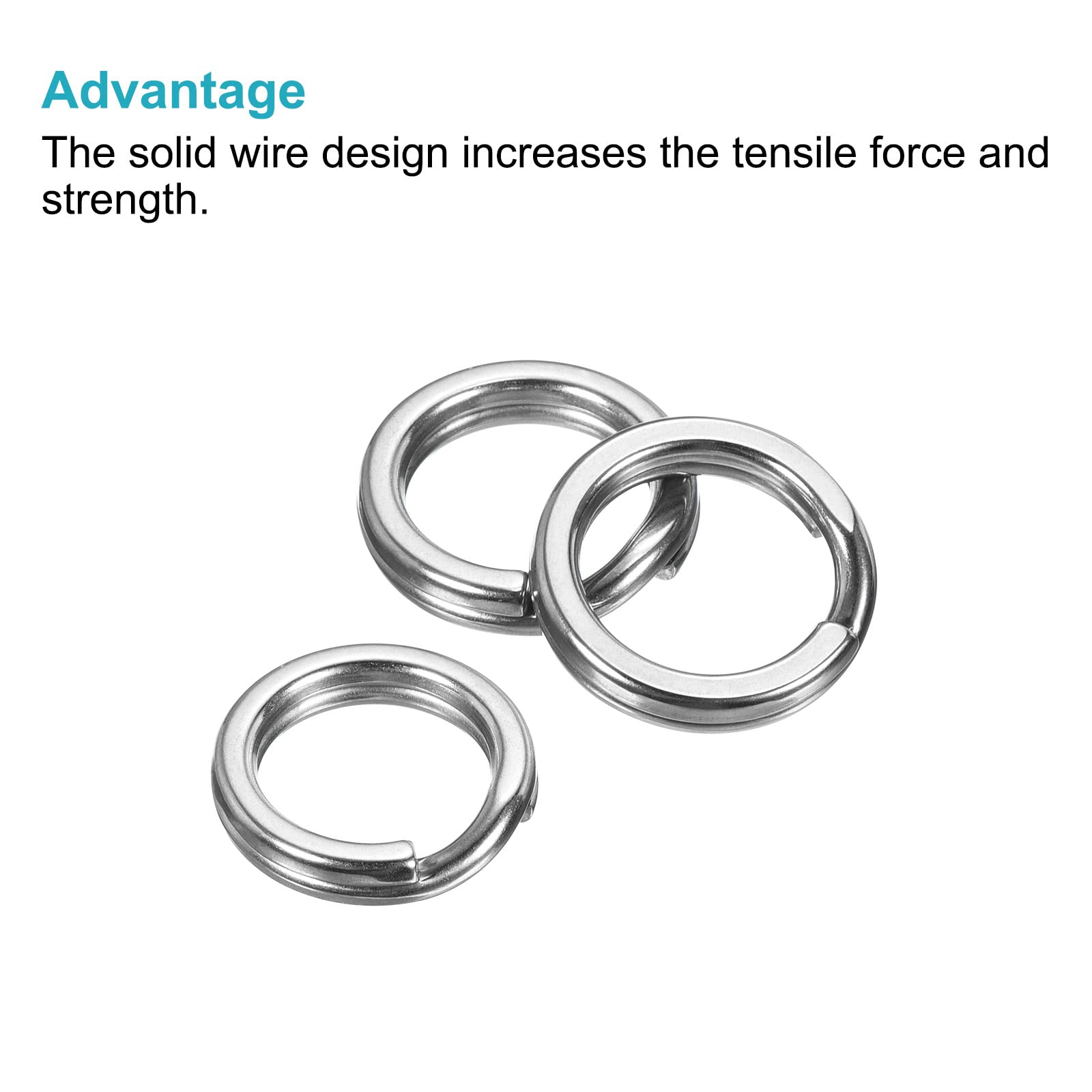 100Pcs Stainless Steel Split Rings, Double-Layer Flattening Ring Lure Bait Circle, 25-350LB Saltwater Freshwater Line Lure Connectors Double Snap Super Strong Solid Circle Tackle Leader Fishing 4