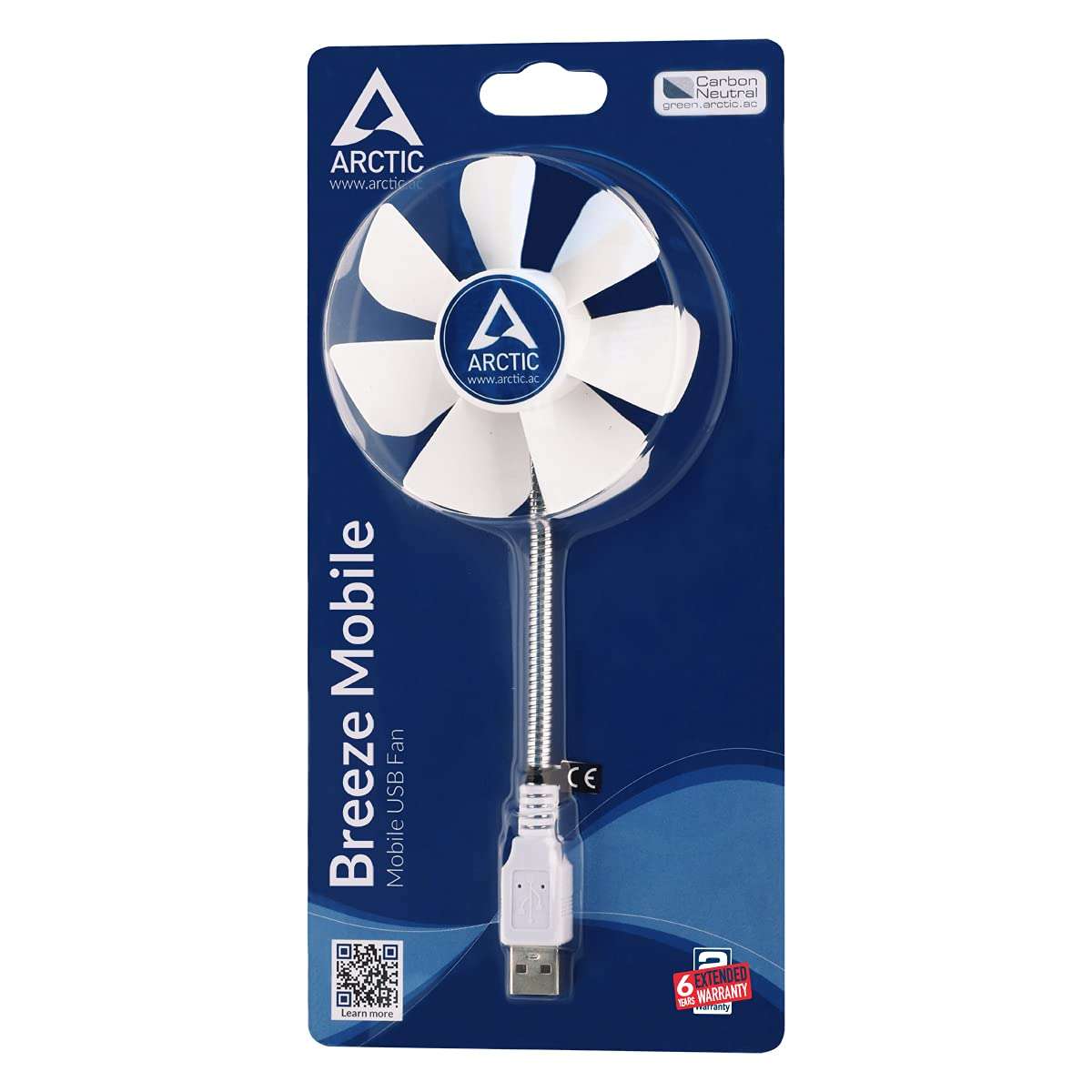 ARCTIC Breeze Mobile - Mini USB Desktop Fan with Flexible Neck, Portable Desk Fan for Home, Office, Silent USB Fan, Fan Speed: 1700 RPM - White 4