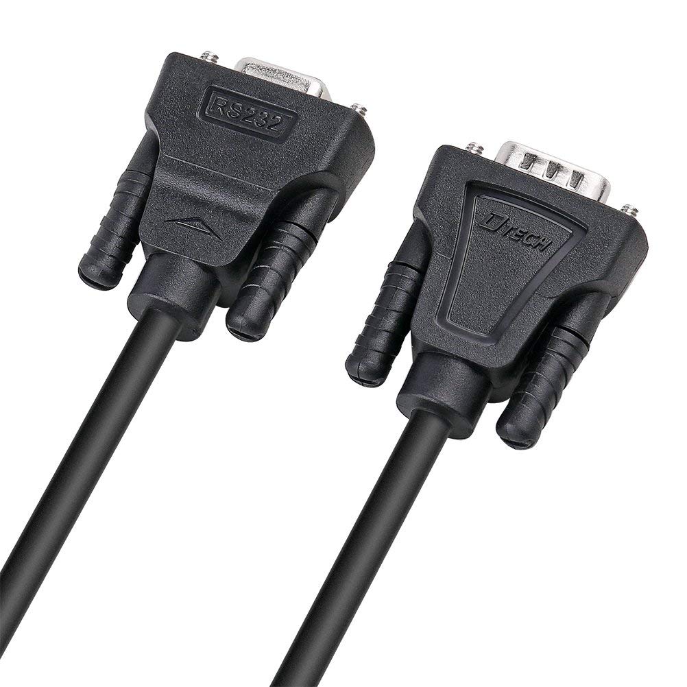 DTech DB9 RS232 9 Pin Serial Cable Male to Female Port Extension Null Modem Cord Cross TX/RX Line for Data Communication (15ft, Black, 5M) 5