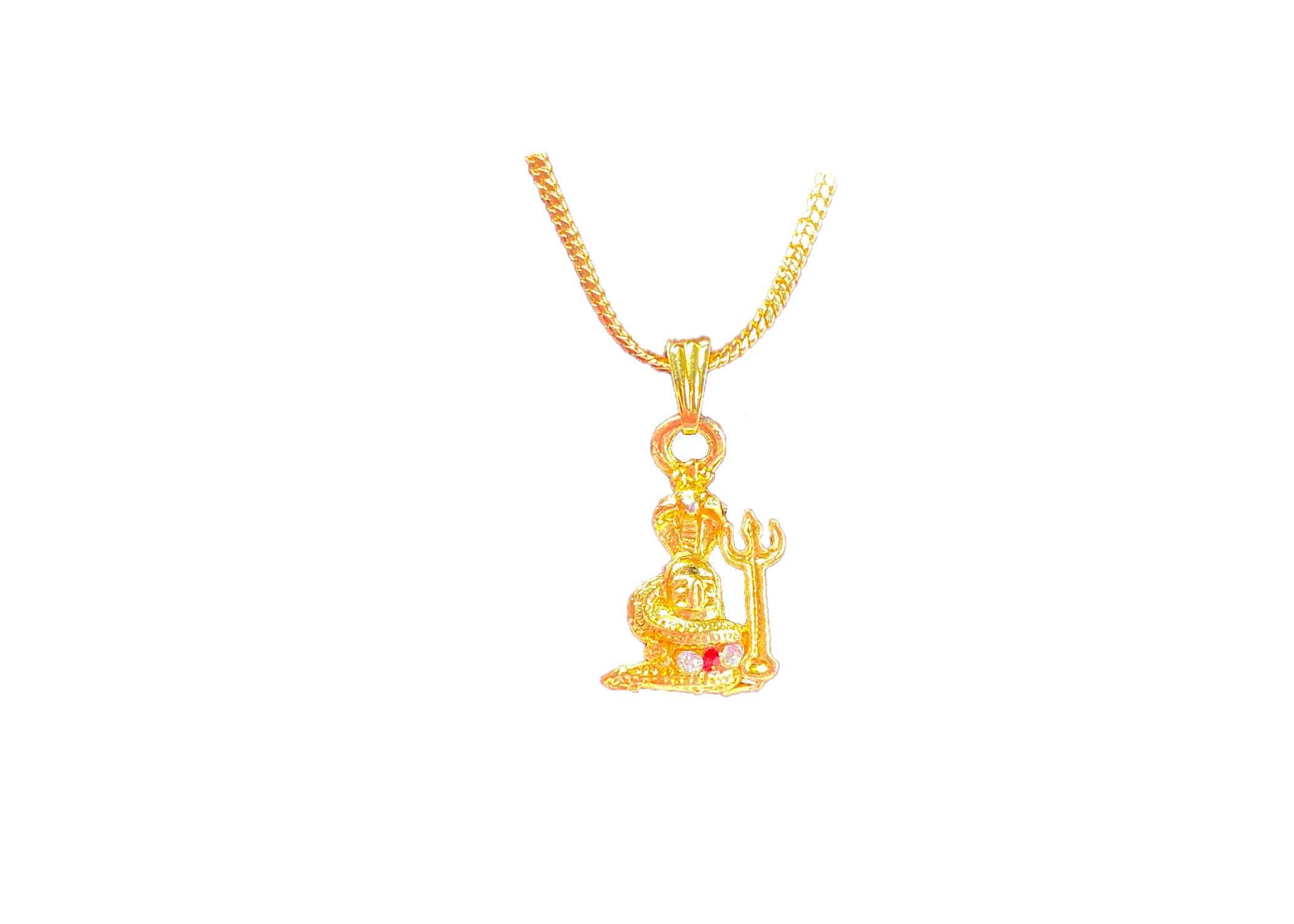 MAHANT JI Gold Plated And American Diamond Shivling Trishul Locket With Chain, Gangajal And Chandan From Kashi 4
