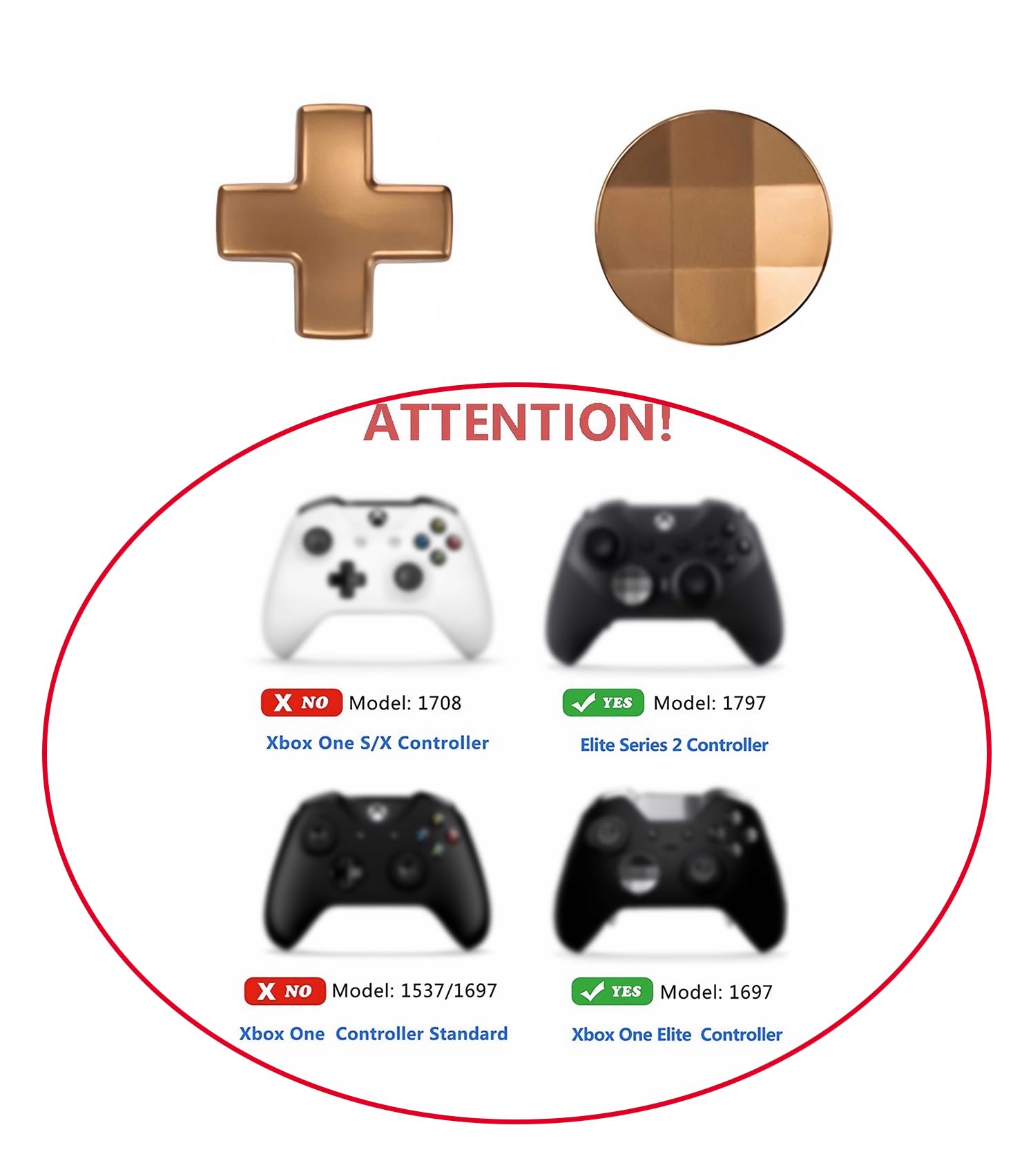 Ceozon 2 Pcs Metal D-Pads Replacement Parts Directional Pad Kits for Xbox One Elite Xbox One Elite Series 2, Xbox Elite 2 Core Controller Button Paddles Accessories (Gold) 4